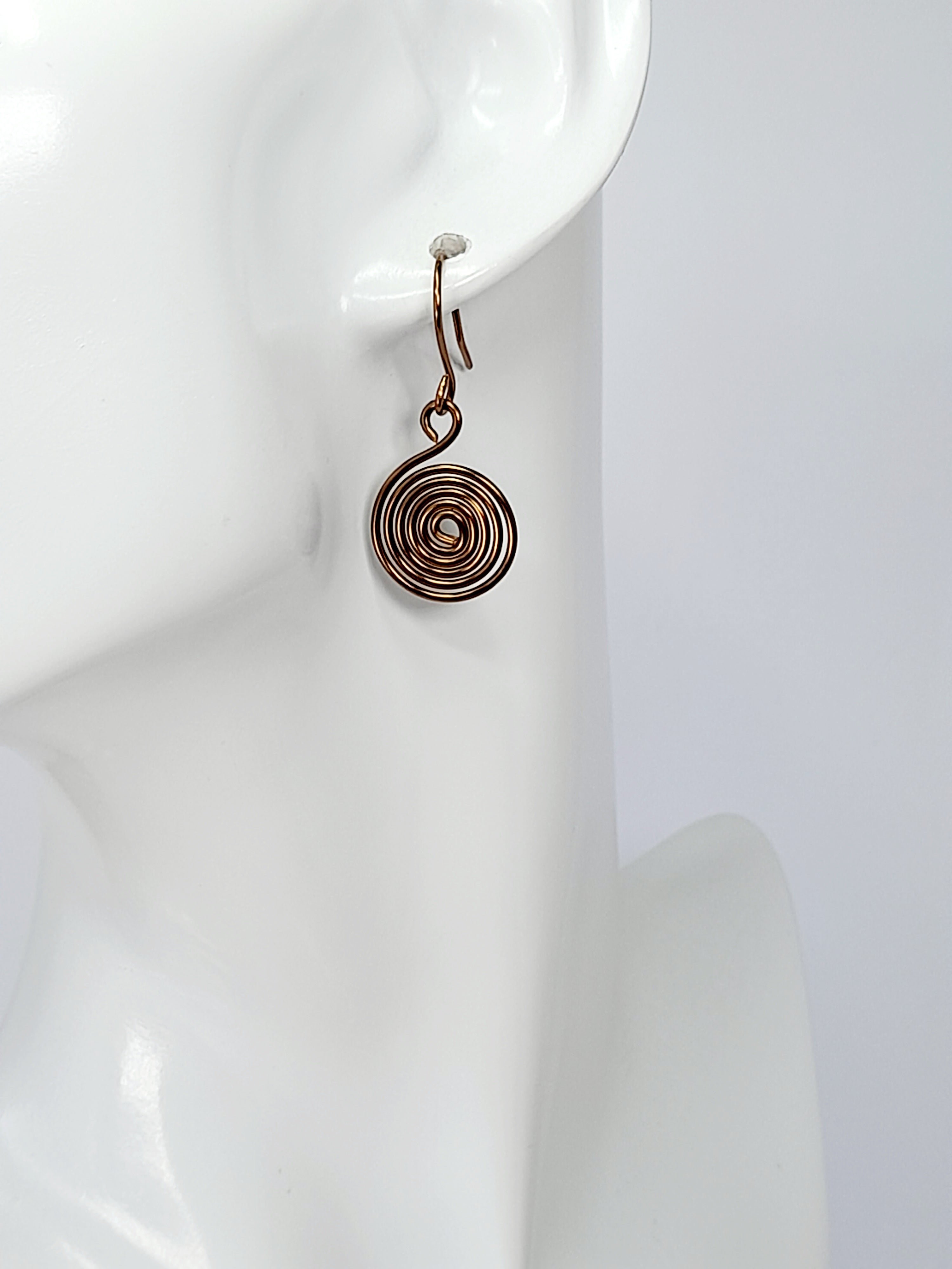 HandmadeBronze Spiral Earrings, Dainty Lightweight Non‑Tarnish Swirl Design