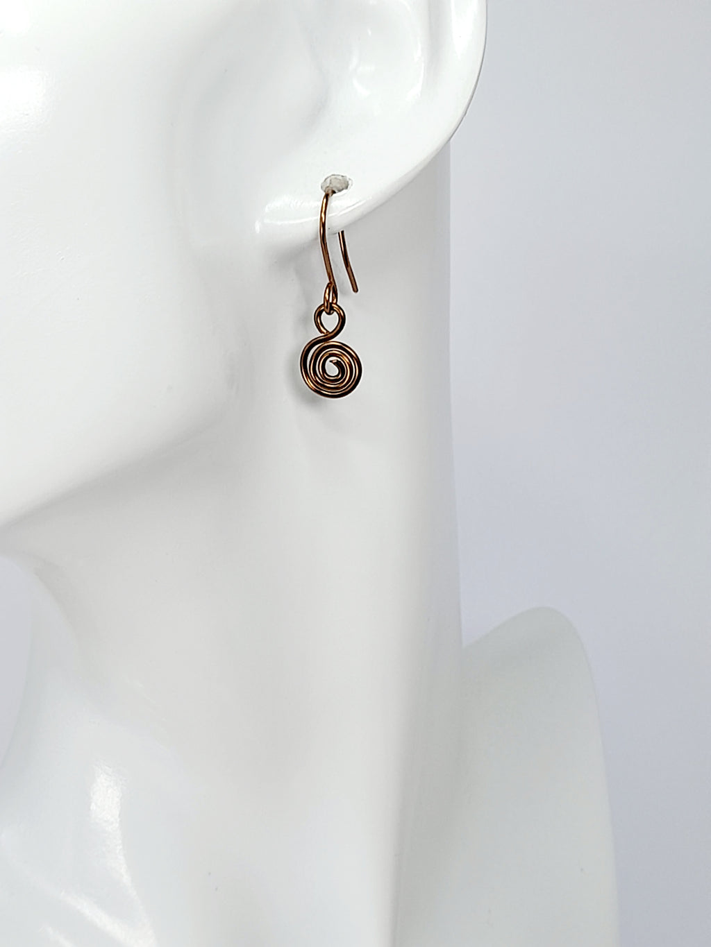Tiny Bronze Spiral Earrings, Handmade Dainty Lightweight Swirl Drops