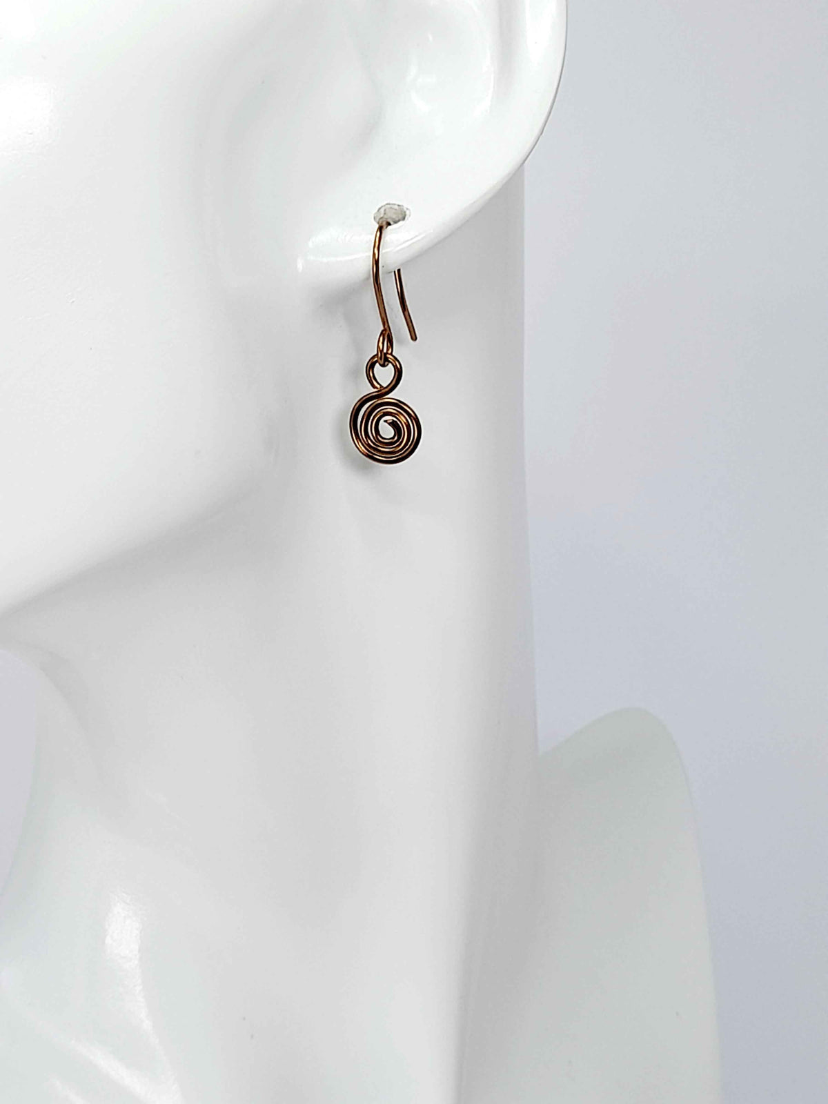 Tiny Bronze Spiral Earrings, Handmade Dainty Lightweight Swirl Drops