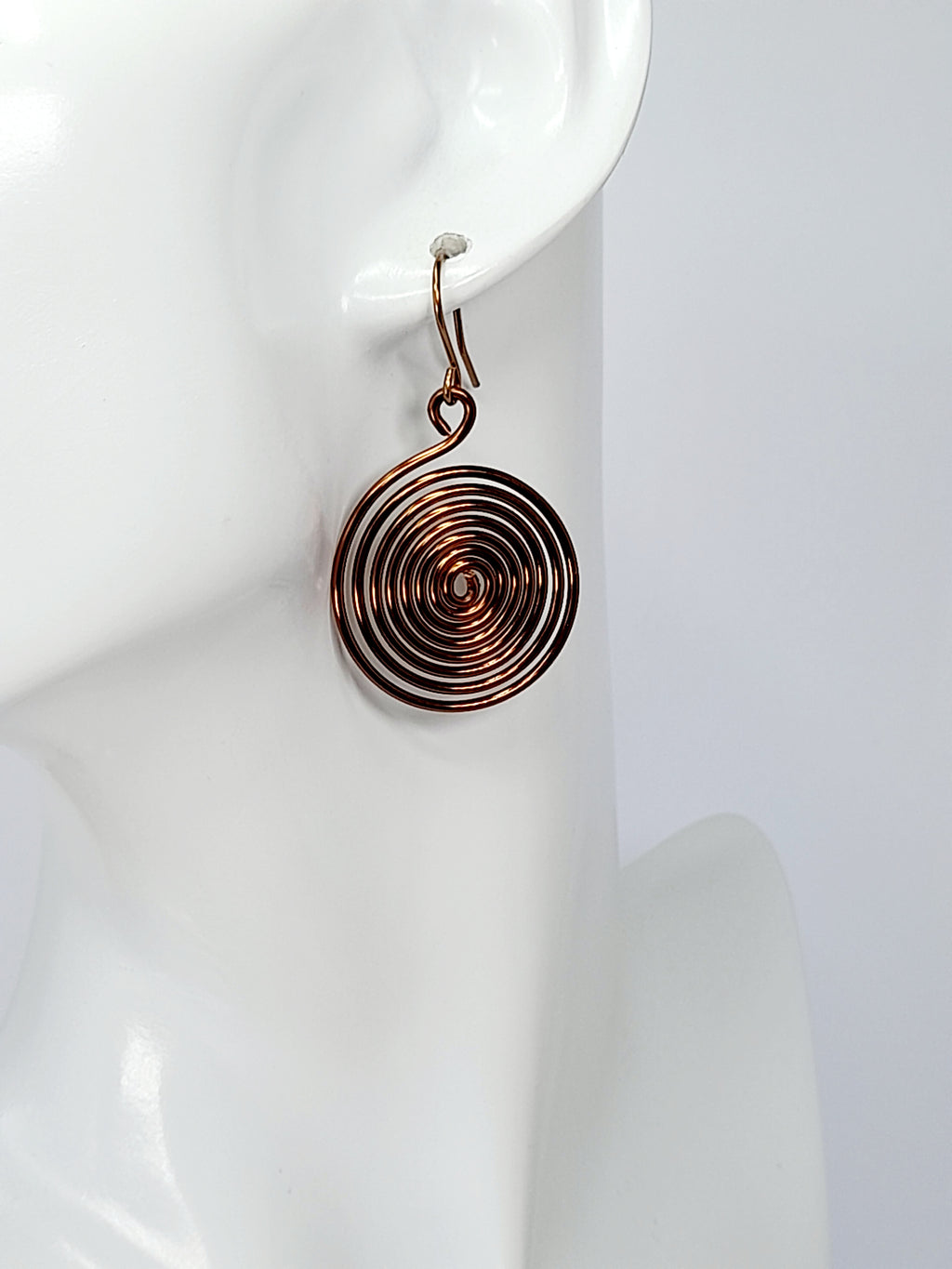 Handmade Large Bronze Spiral Earrings, Lightweight, Statement & Non‑Tarnish Drops