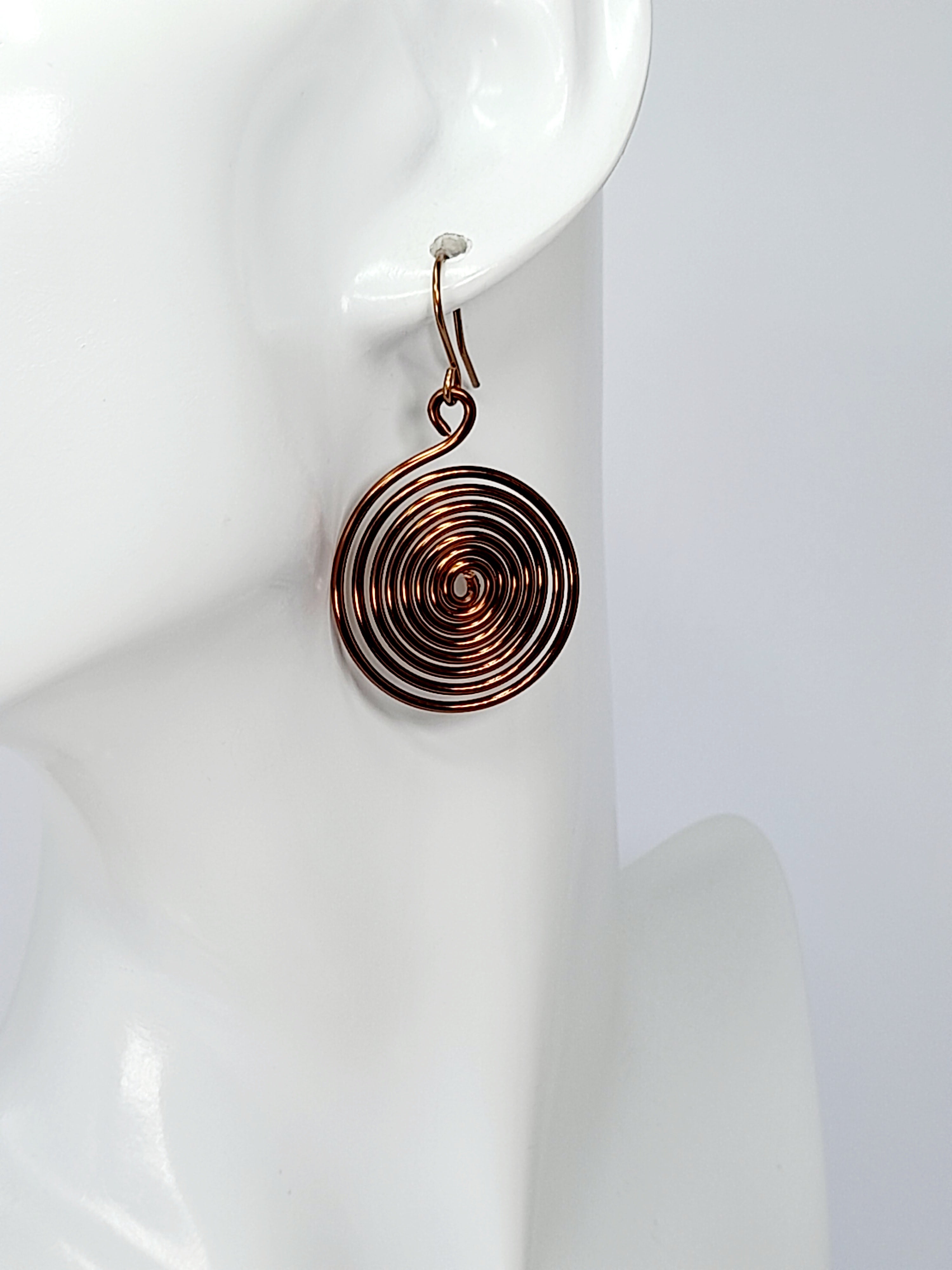 Handmade Large Bronze Spiral Earrings, Lightweight, Statement & Non‑Tarnish Drops