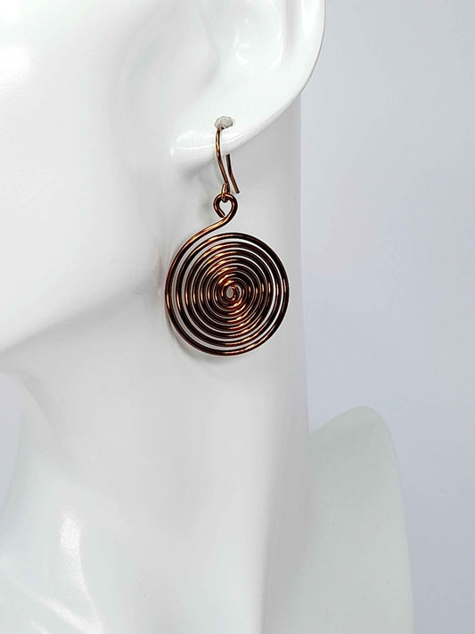 Handmade Large Bronze Spiral Earrings, Lightweight, Statement & Non‑Tarnish Drops