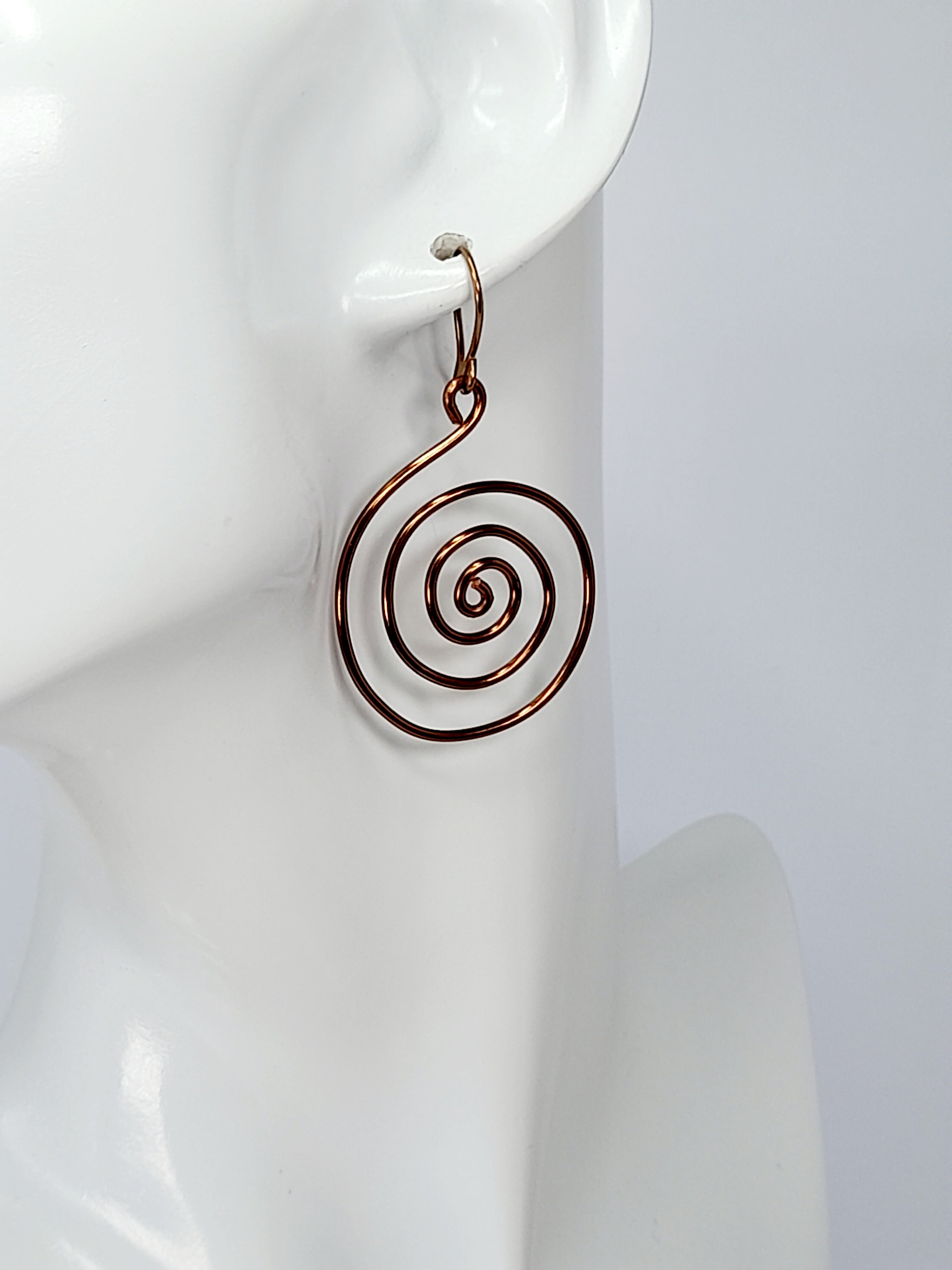 Handmade Large Bronze Spiral Earrings, Lightweight, Statement & Non‑Tarnish
