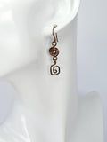 Handmade Small Bronze Spiral Drop Earrings, Dainty Round & Square Spiral Design