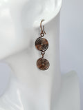 Handmade Bronze‑Plated Spiral Earrings, Lightweight Geometric Two‑Spiral Dangle Jewellery