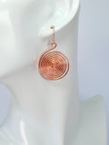 Handmade Large Rose Gold Spiral Earrings, Lightweight, Statement & Non‑Tarnish