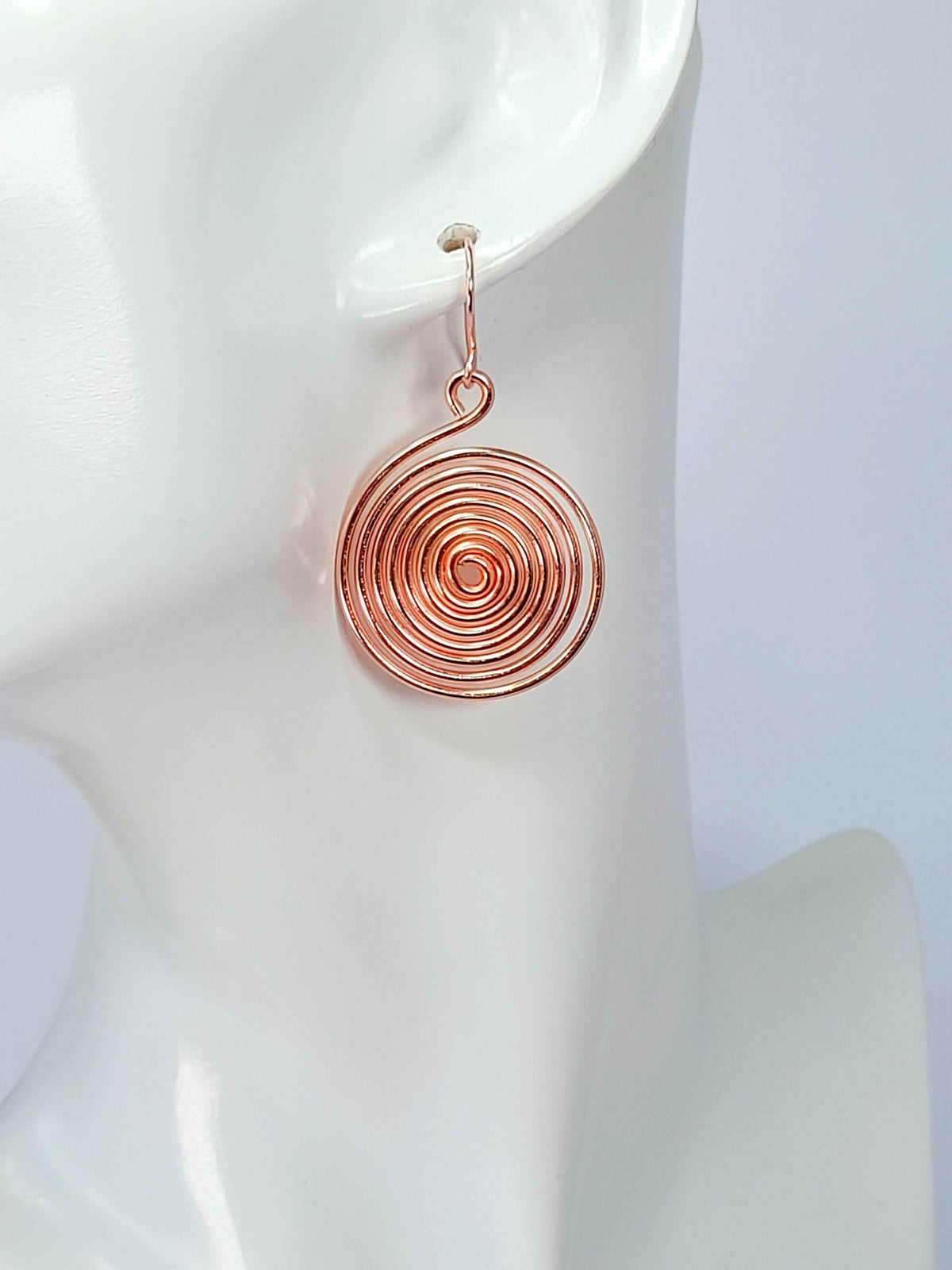 Handmade Large Rose Gold Spiral Earrings, Lightweight, Statement & Non‑Tarnish