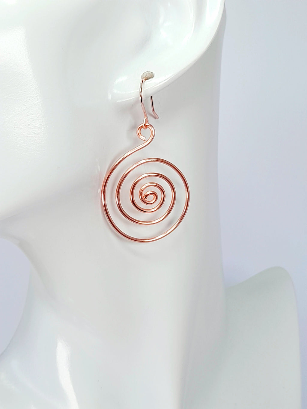 Handmade Large Rose Gold Spiral Earrings, Lightweight, Statement & Non‑Tarnish