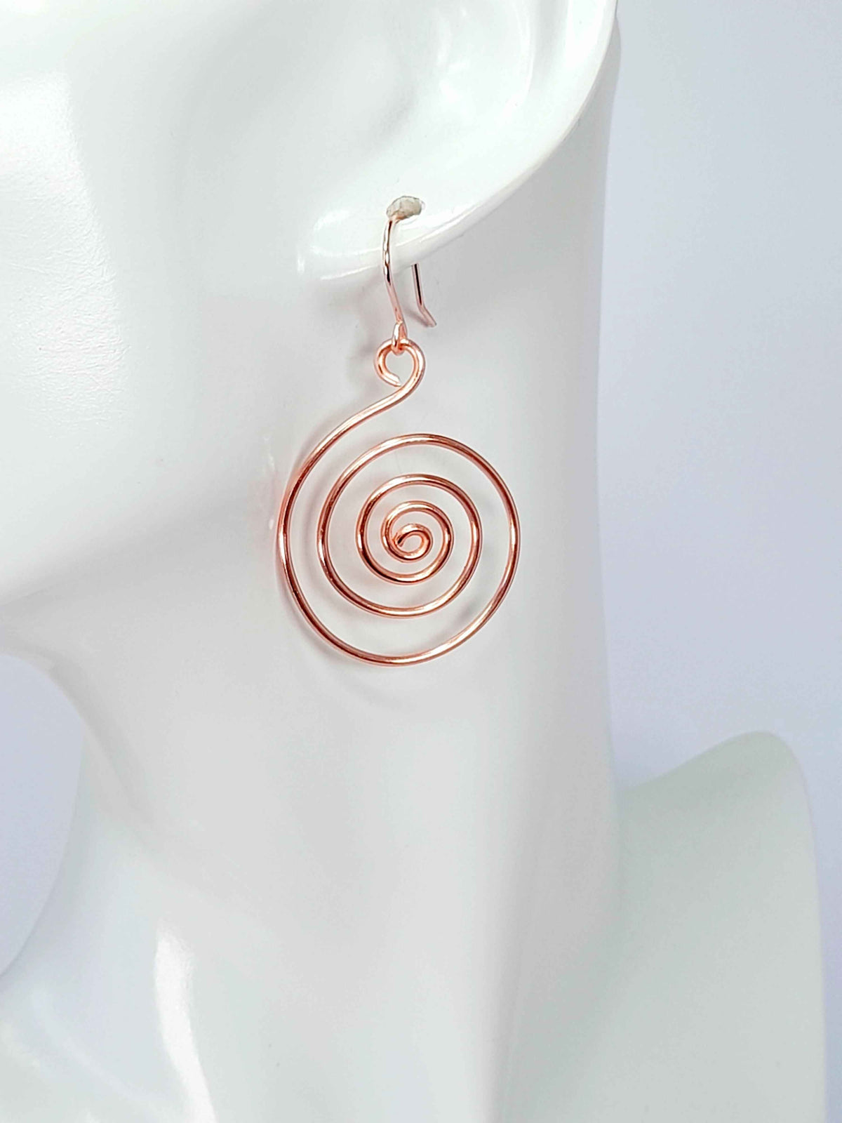 Handmade Large Rose Gold Spiral Earrings, Lightweight, Statement & Non‑Tarnish