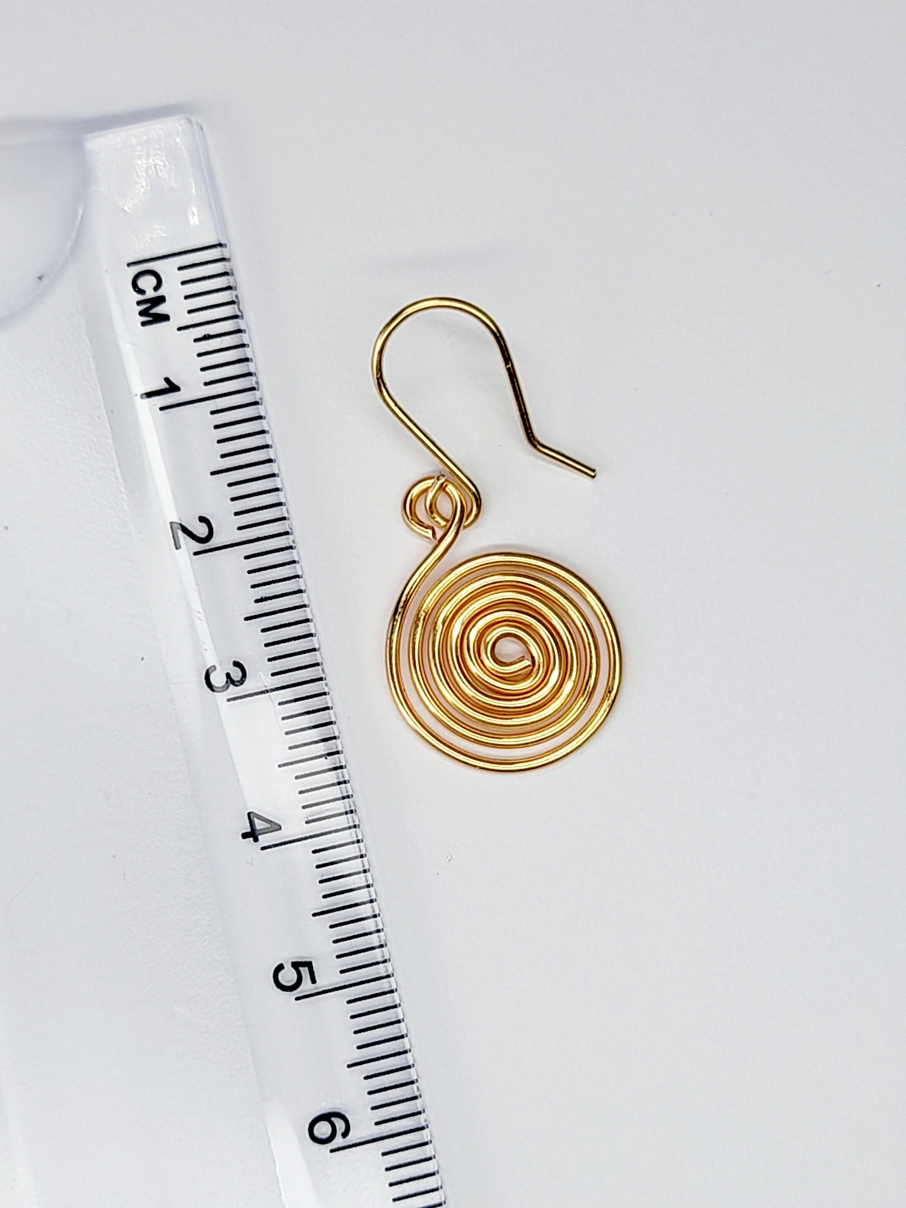 Handmade Gold Spiral Earrings, Dainty Lightweight Non‑Tarnish Swirl Design