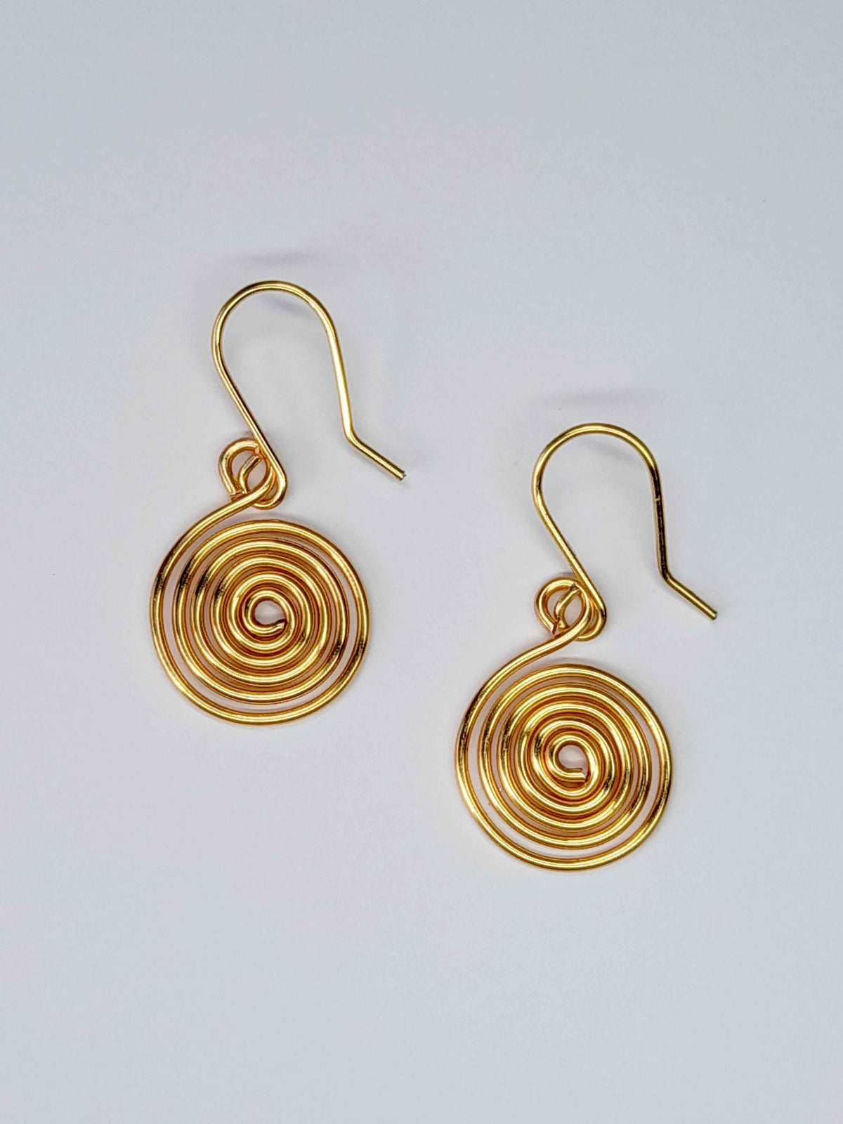 Handmade Gold Spiral Earrings, Dainty Lightweight Non‑Tarnish Swirl Design