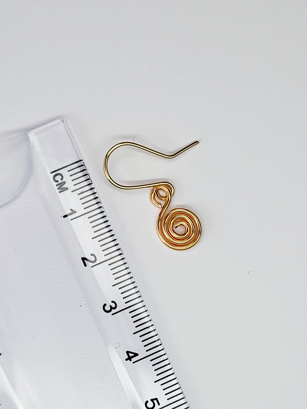 Tiny Gold Spiral Earrings, Handmade Dainty Lightweight Swirl Drops