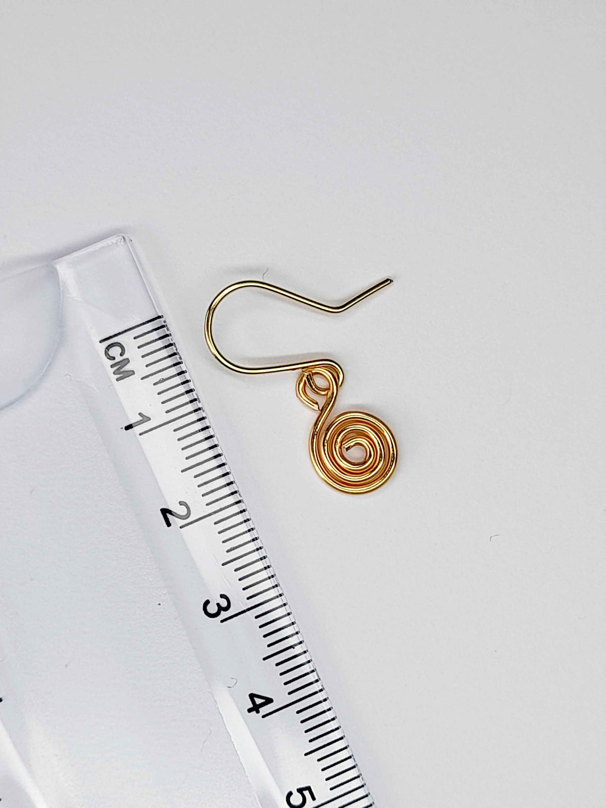 Tiny Gold Spiral Earrings, Handmade Dainty Lightweight Swirl Drops