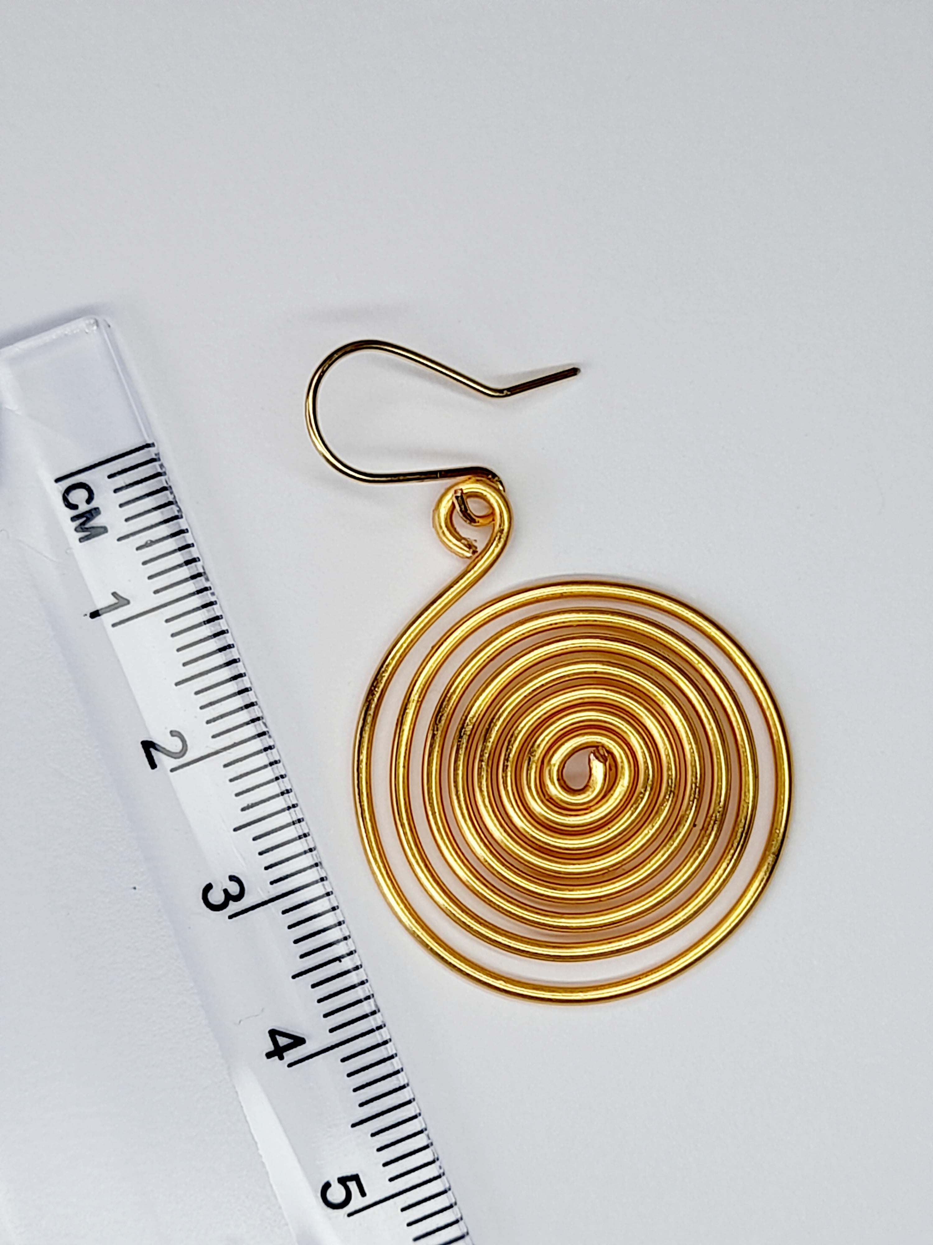 Handmade Large Gold Spiral Earrings, Lightweight, Statement & Non‑Tarnish
