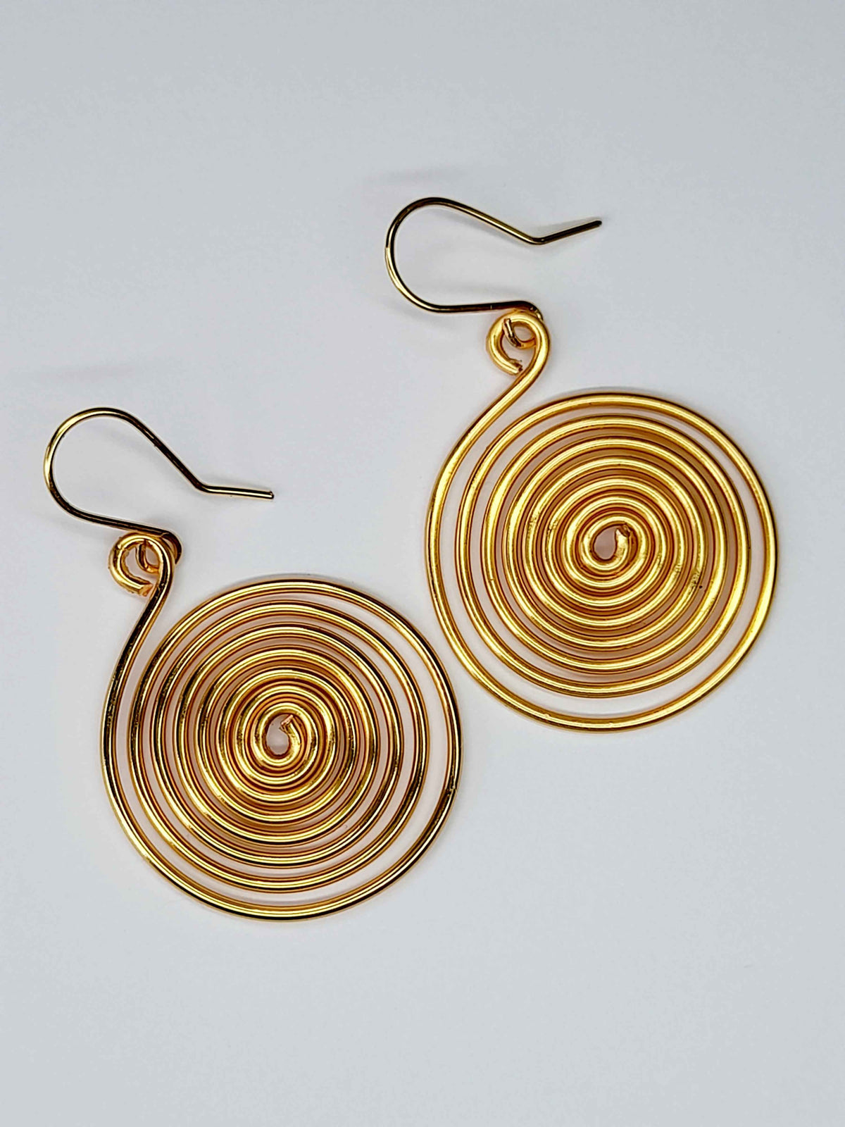 Handmade Large Gold Spiral Earrings, Lightweight, Statement & Non‑Tarnish
