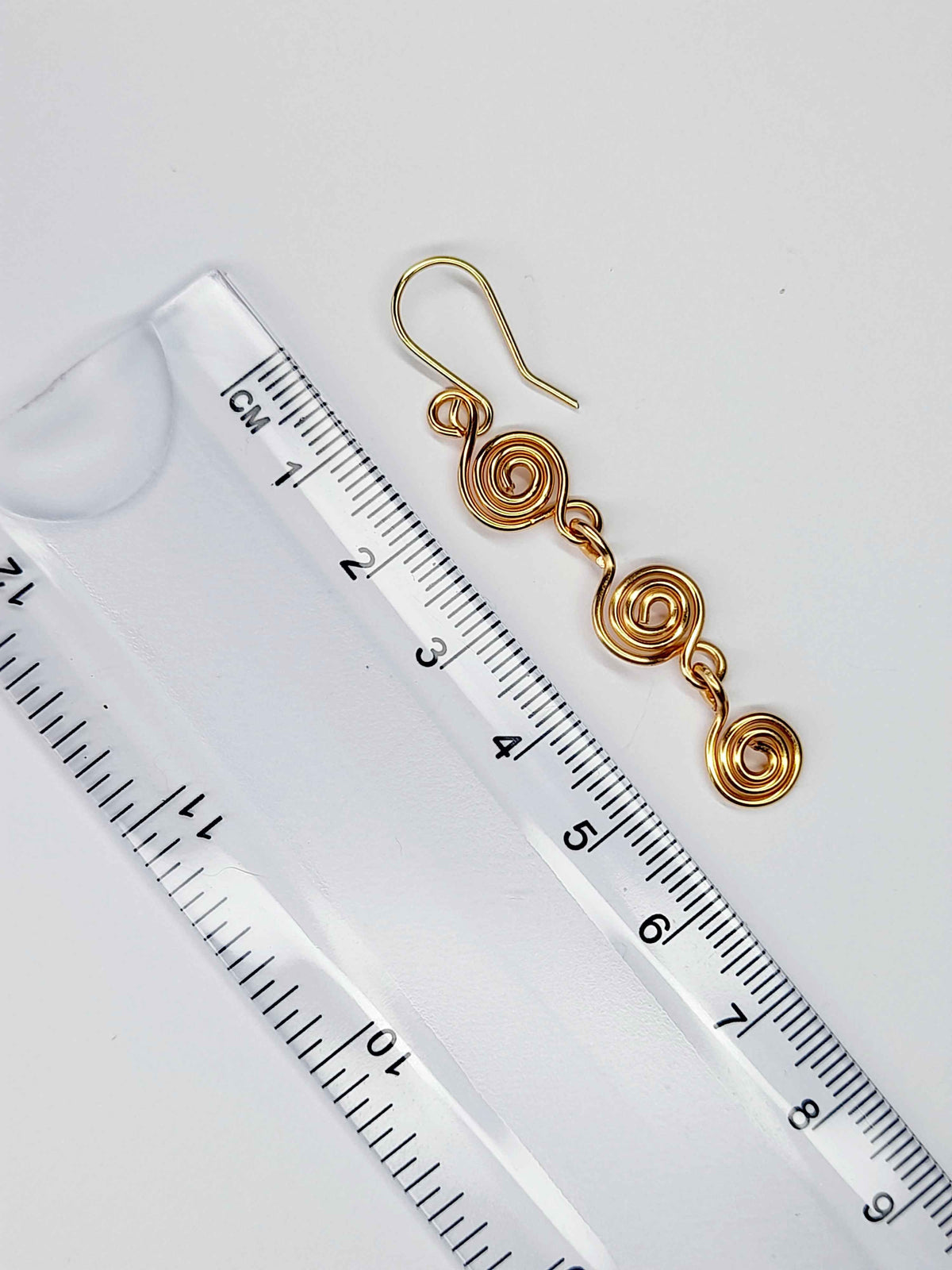 Handmade Gold‑Plated Spiral Drop Earrings, Lightweight Statement Dangle Jewellery