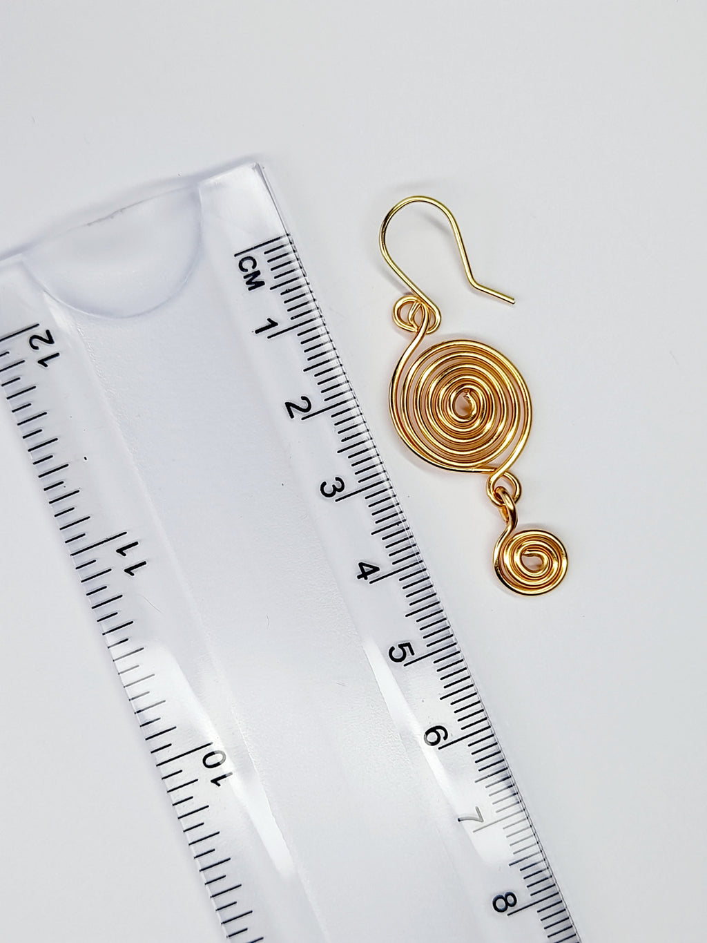 Handmade Gold‑Plated  Spiral Earrings, Geometric Double Spiral Dangle Jewellery