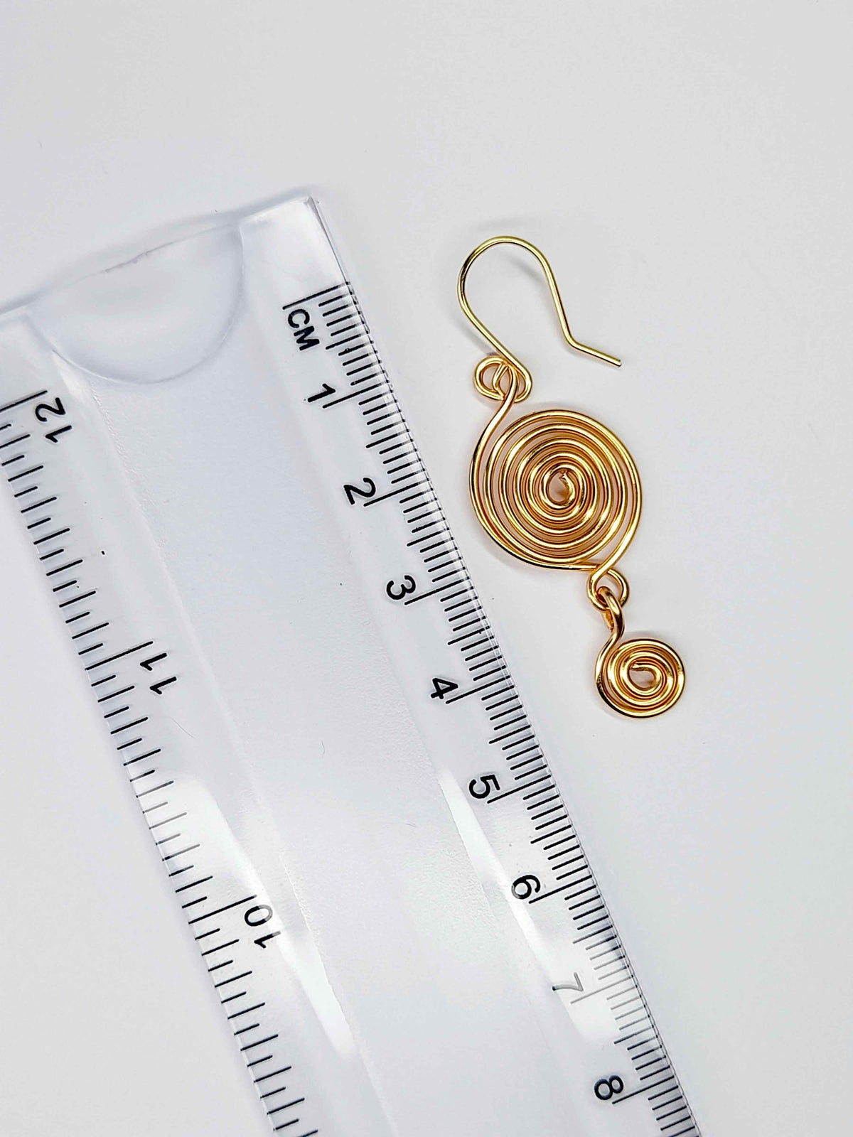 Handmade Gold‑Plated  Spiral Earrings, Geometric Double Spiral Dangle Jewellery