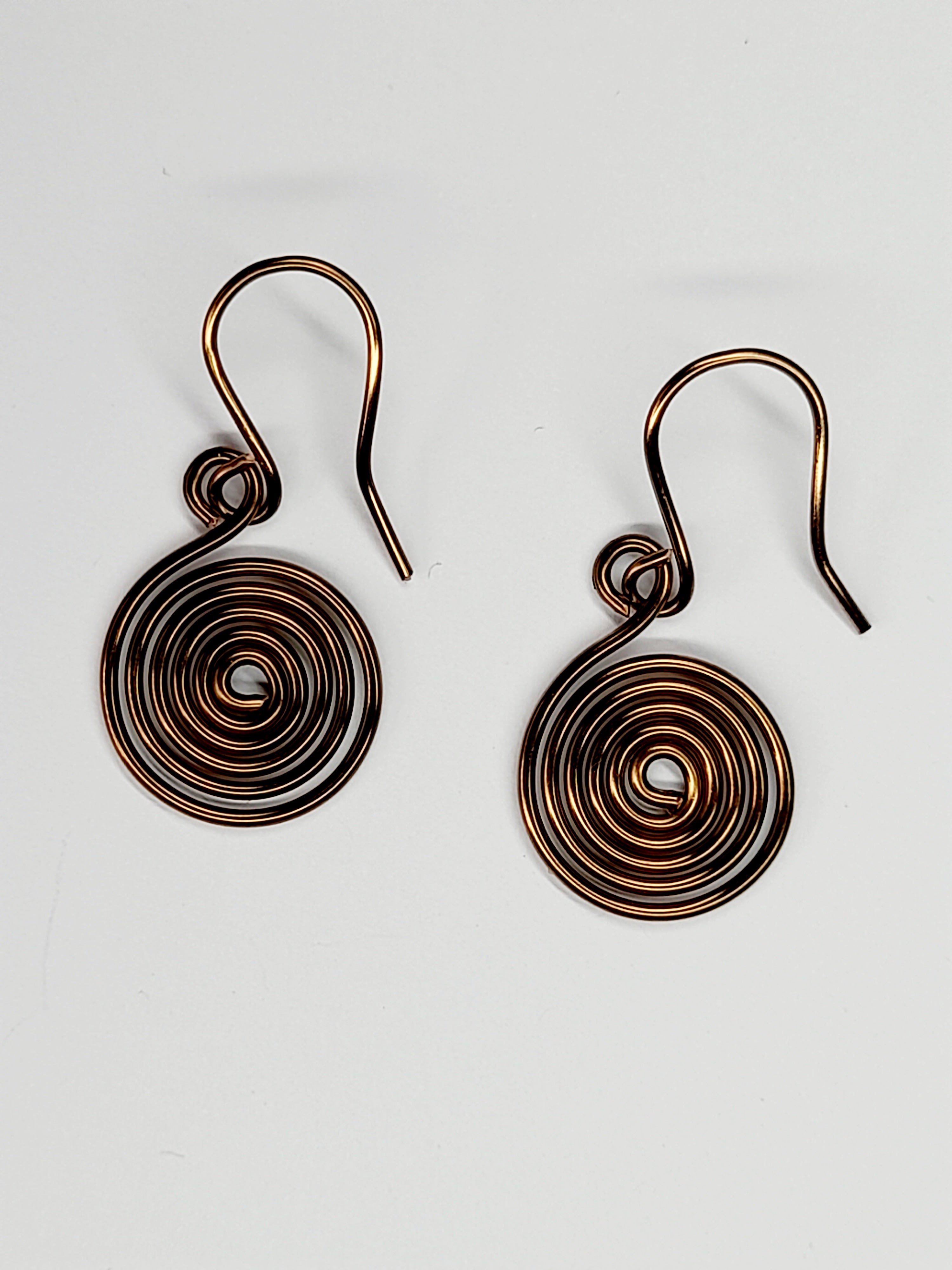 HandmadeBronze Spiral Earrings, Dainty Lightweight Non‑Tarnish Swirl Design