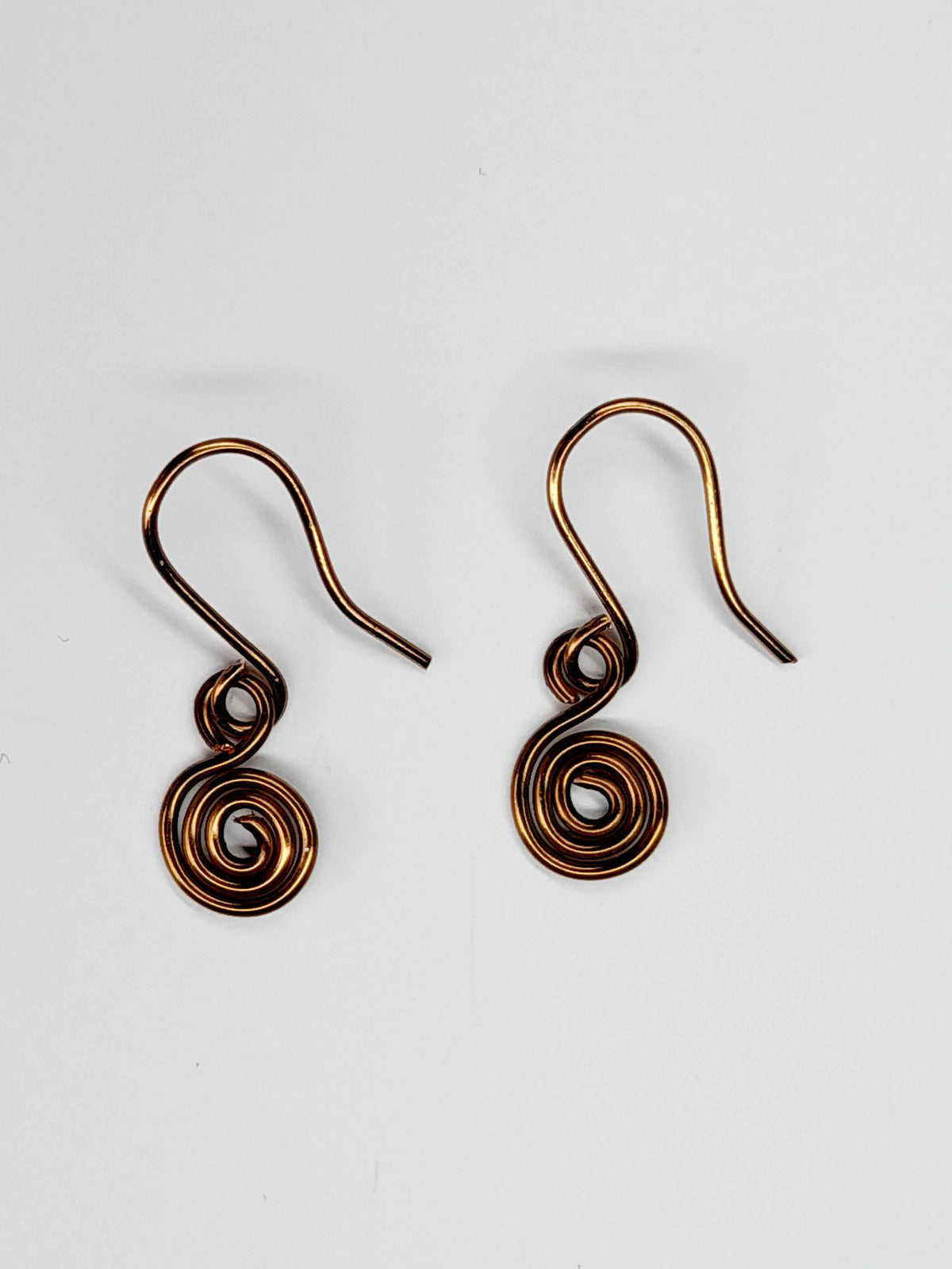Tiny Bronze Spiral Earrings, Handmade Dainty Lightweight Swirl Drops