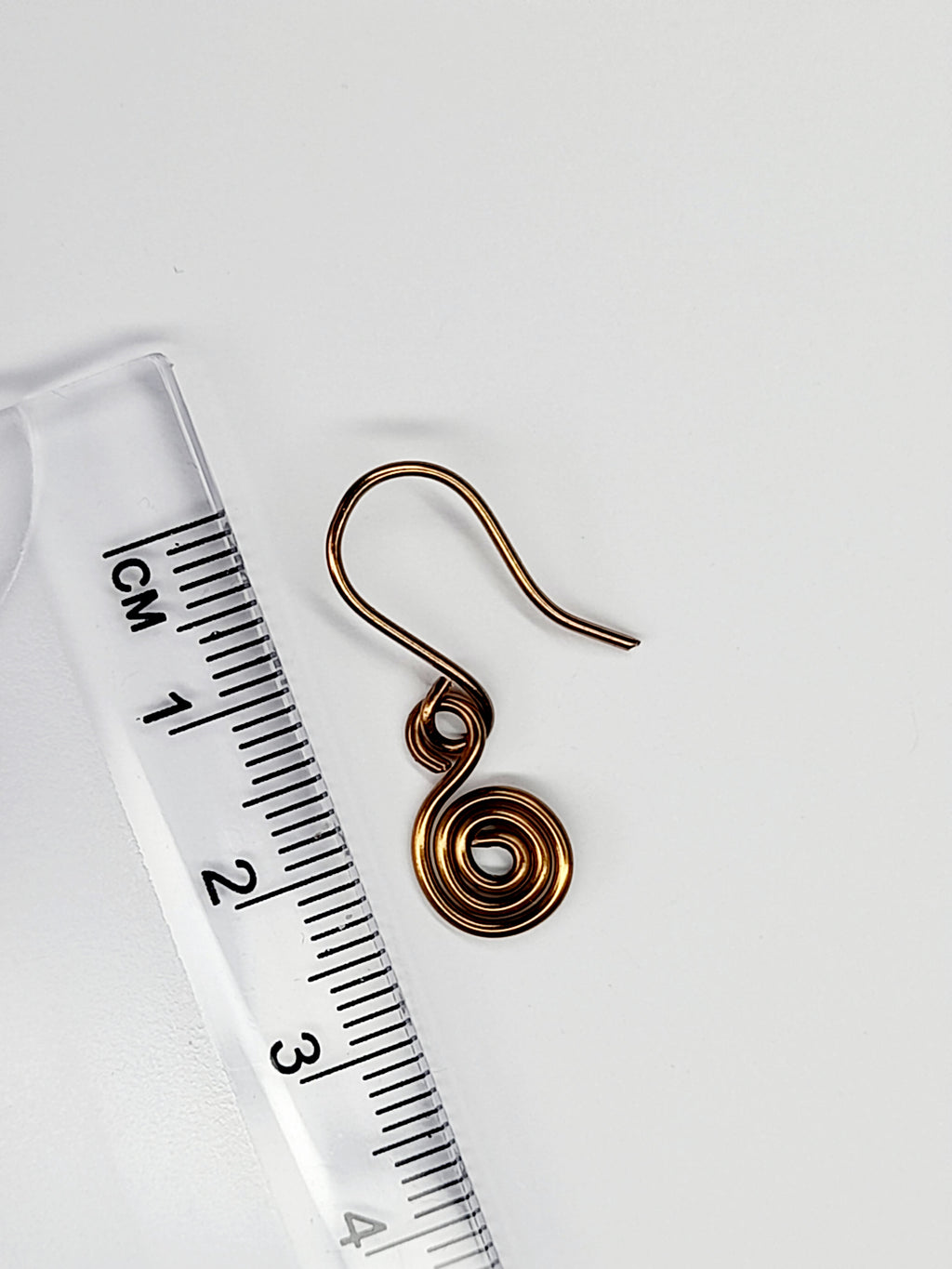 Tiny Bronze Spiral Earrings, Handmade Dainty Lightweight Swirl Drops