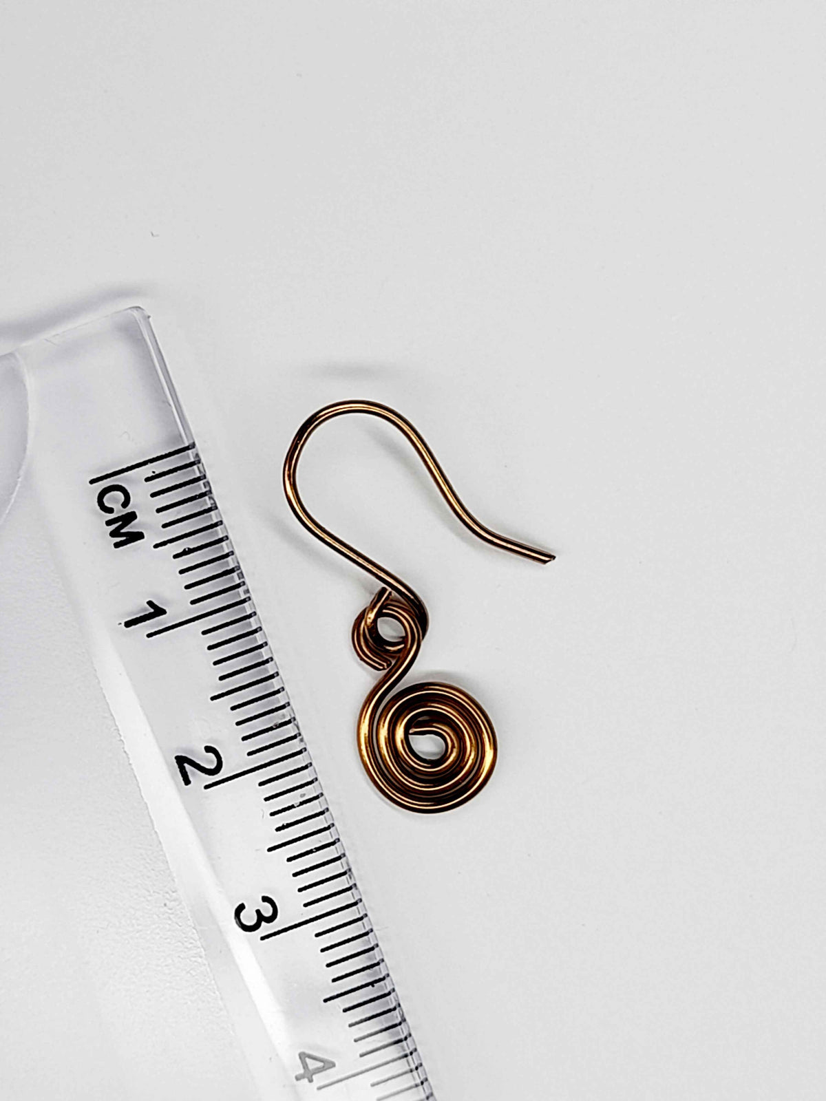 Tiny Bronze Spiral Earrings, Handmade Dainty Lightweight Swirl Drops