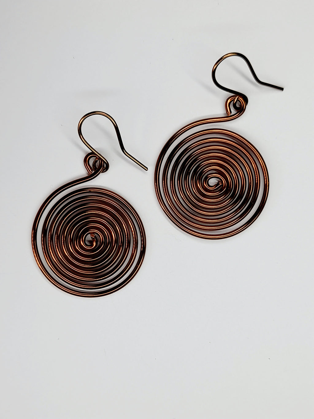 Handmade Large Bronze Spiral Earrings, Lightweight, Statement & Non‑Tarnish Drops