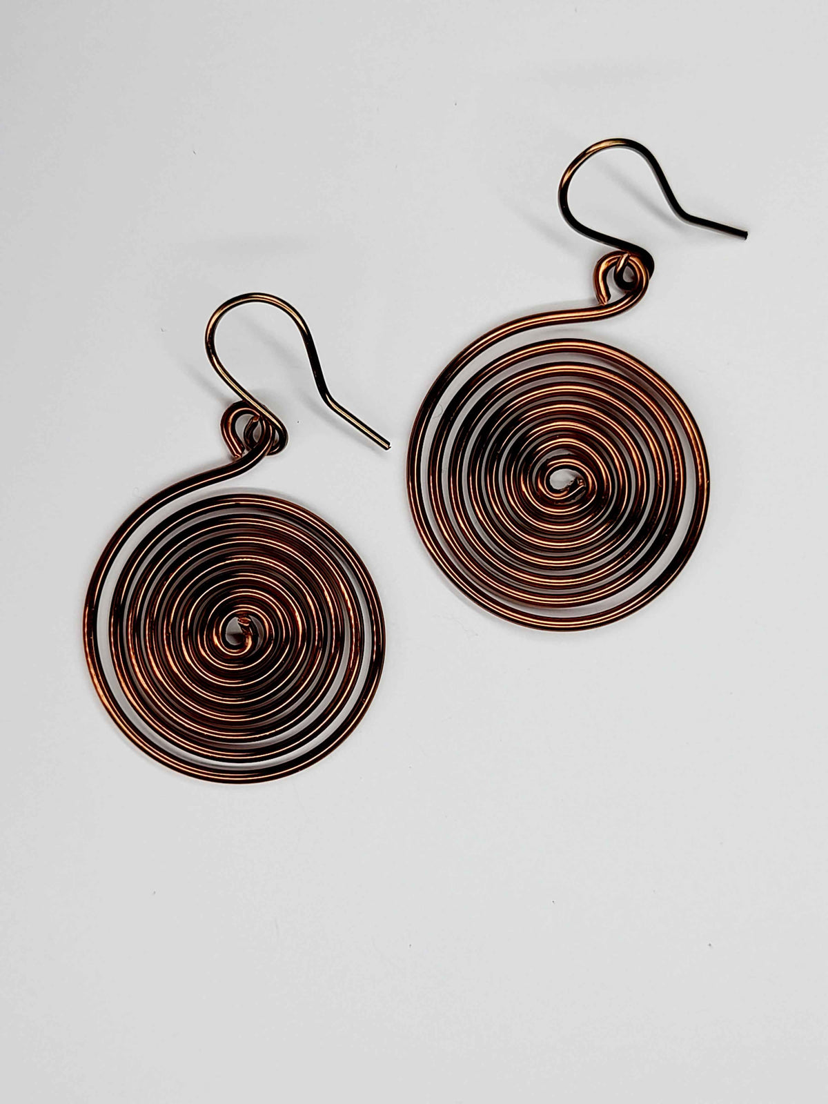 Handmade Large Bronze Spiral Earrings, Lightweight, Statement & Non‑Tarnish Drops