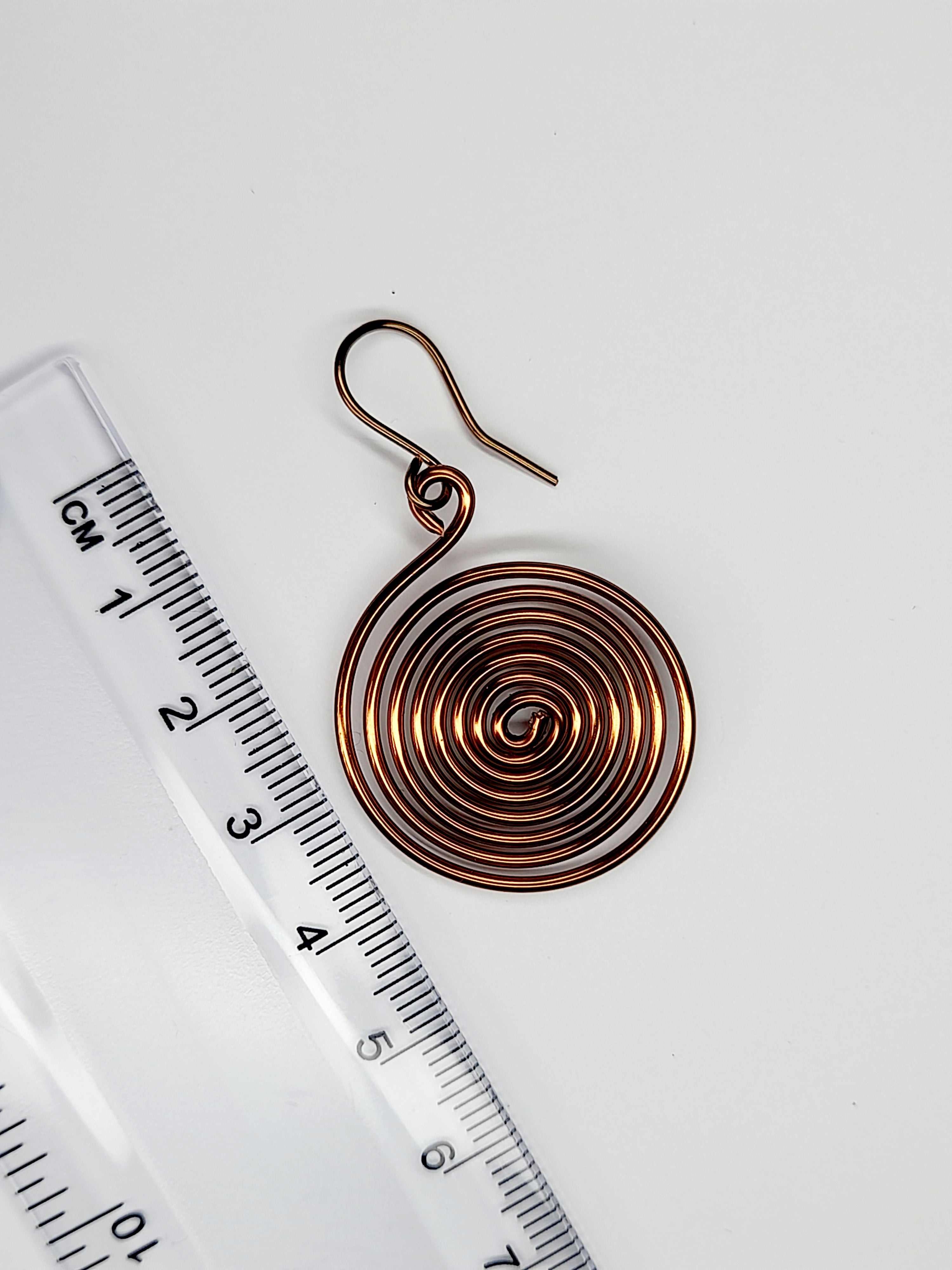 Handmade Large Bronze Spiral Earrings, Lightweight, Statement & Non‑Tarnish Drops