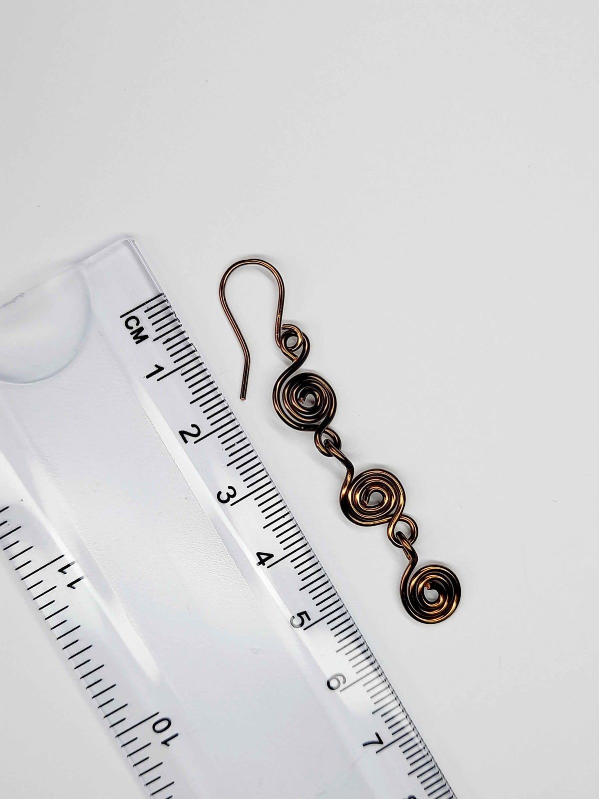 Handmade Bronze‑Plated Spiral Drop Earrings, Lightweight Statement Dangle Jewellery