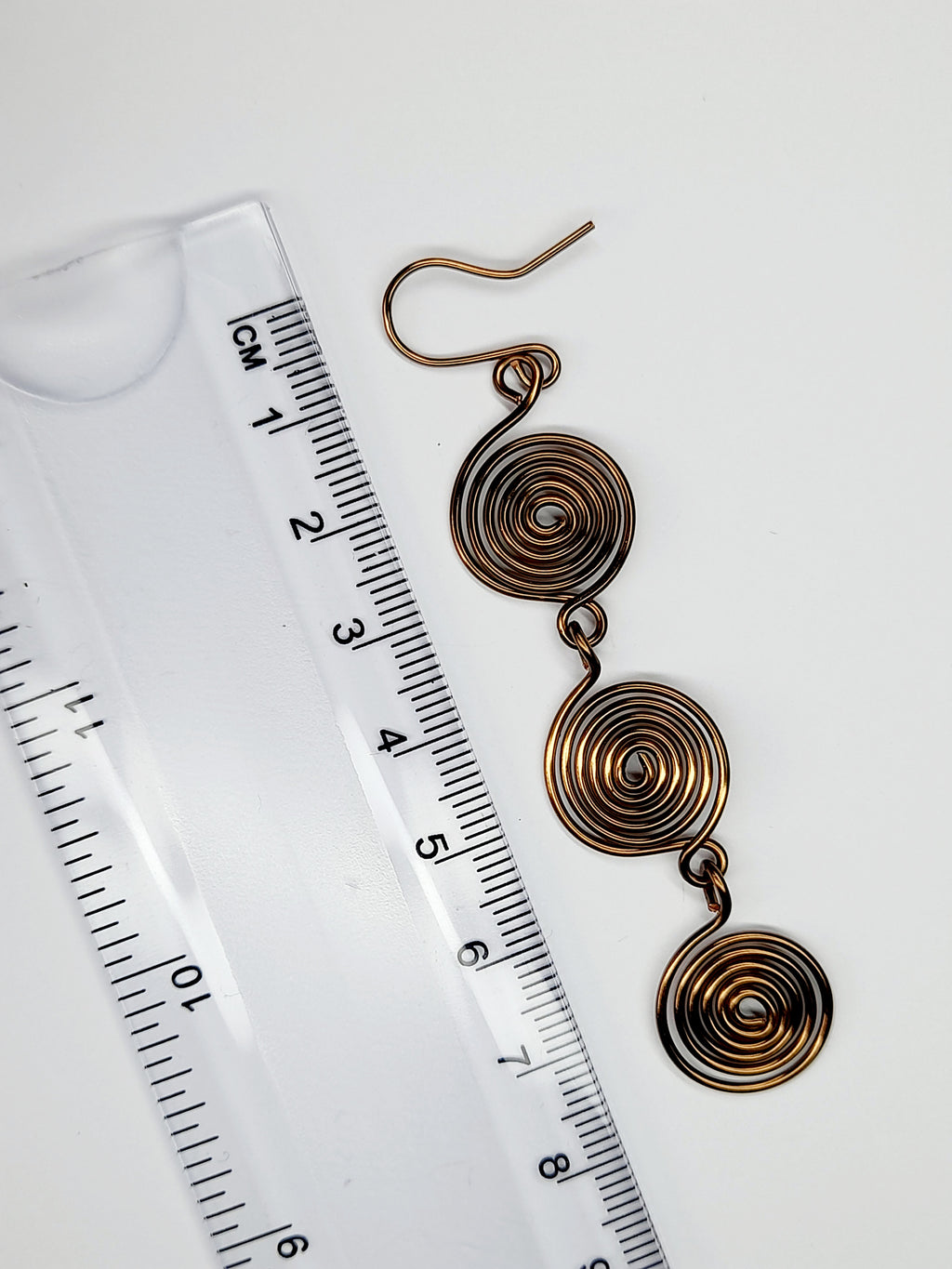 Handmade Bronze‑Plated Spiral  Earrings, Lightweight Statement Dangle Jewellery