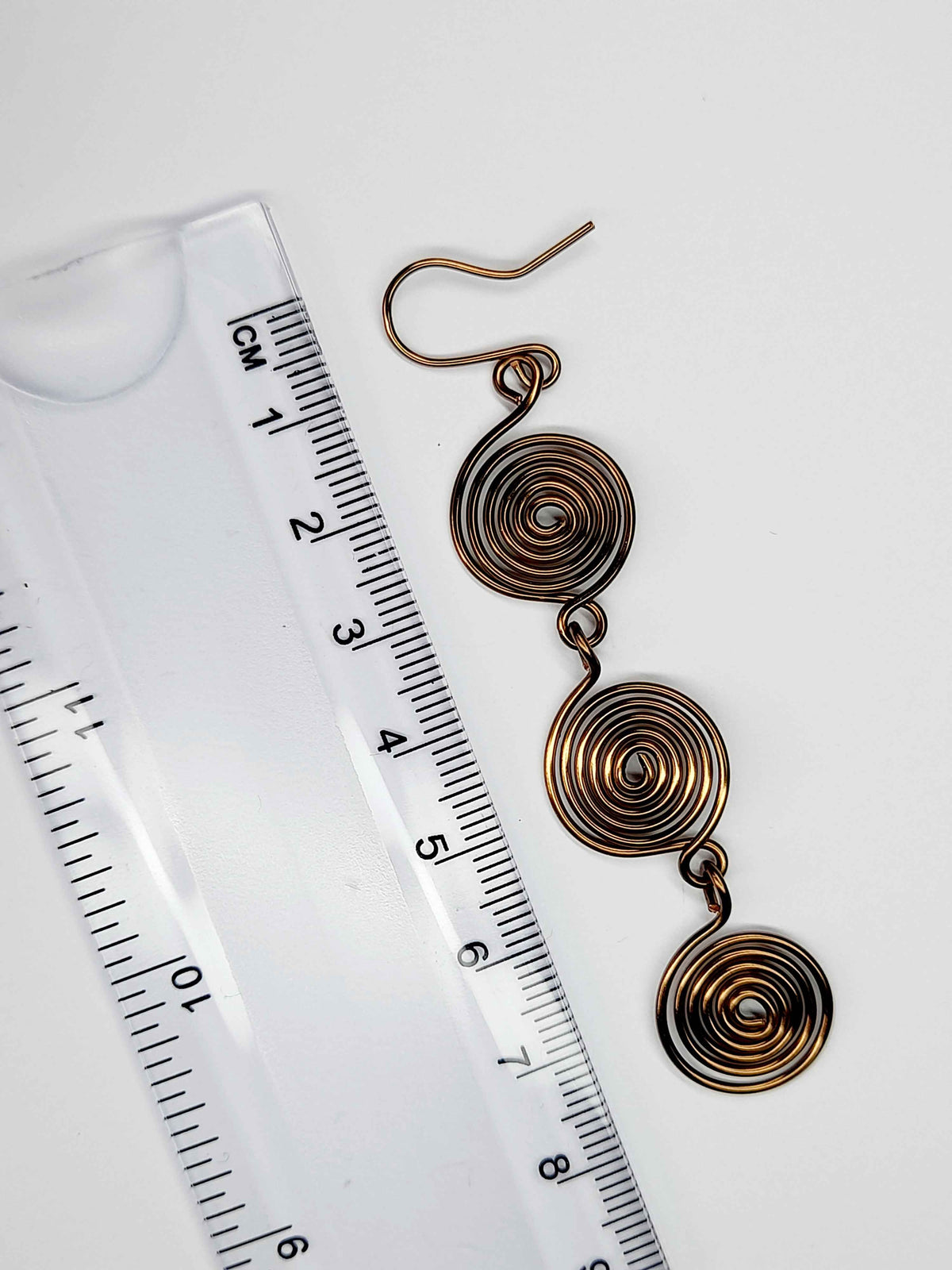 Handmade Bronze‑Plated Spiral  Earrings, Lightweight Statement Dangle Jewellery
