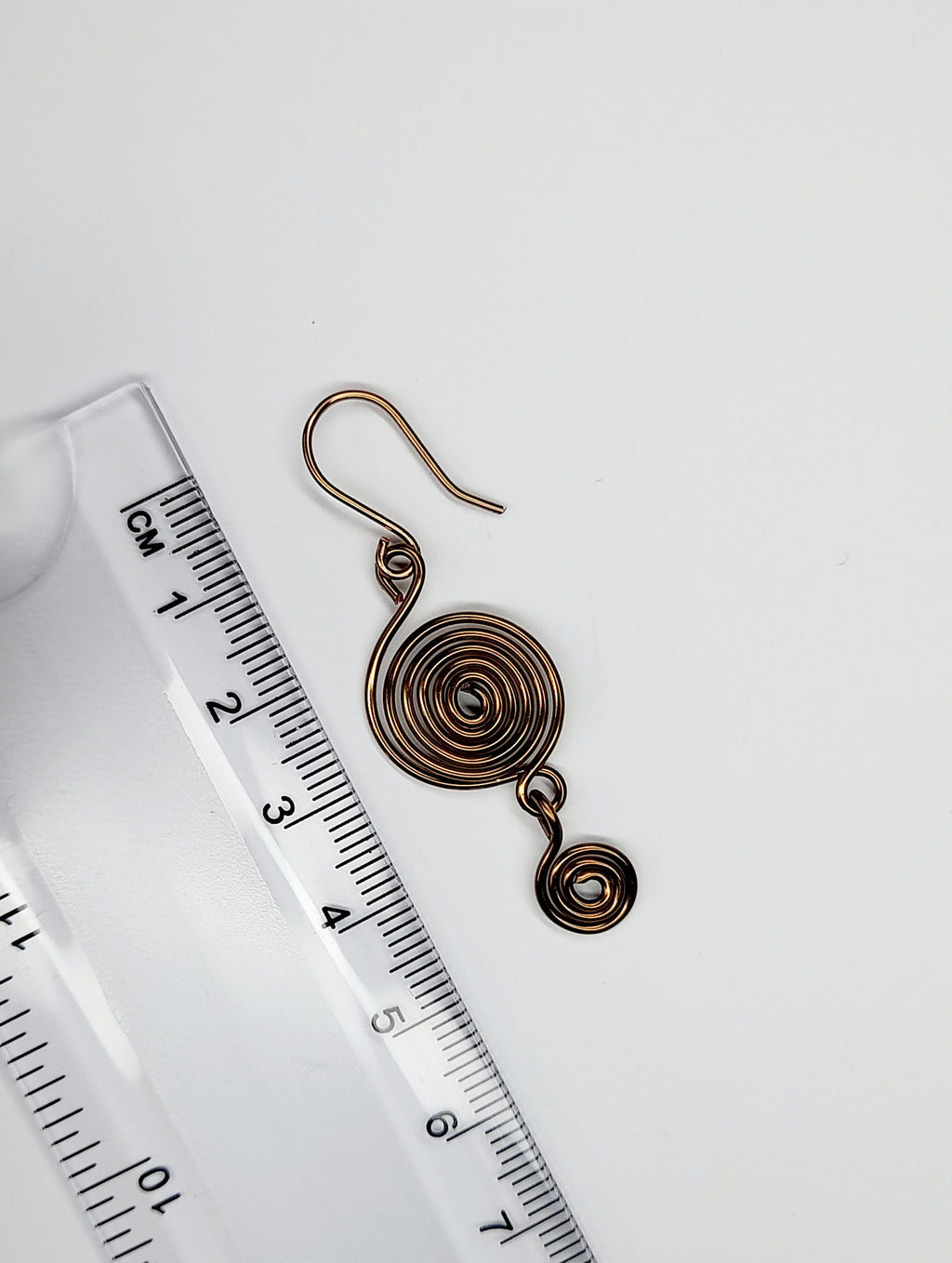 Handmade Bronze‑Plated  Spiral Earrings, Geometric Double Spiral Dangle Jewellery