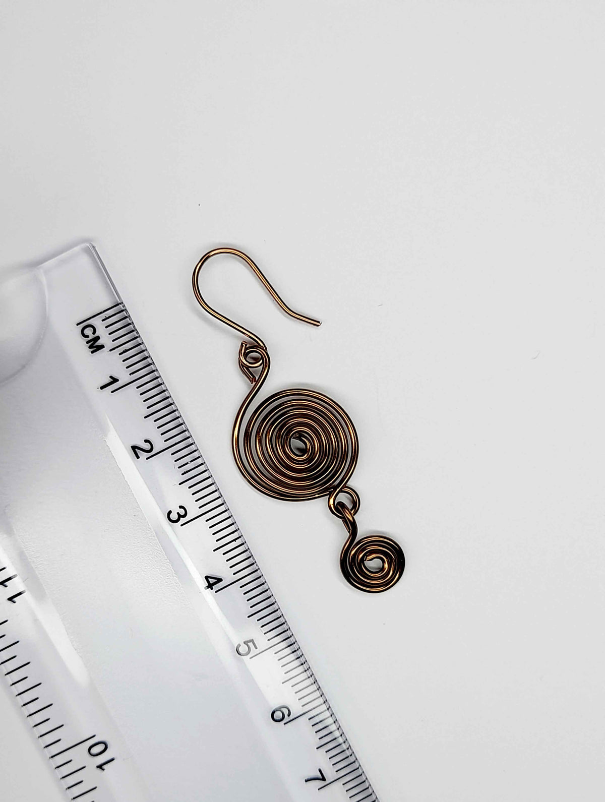 Handmade Bronze‑Plated  Spiral Earrings, Geometric Double Spiral Dangle Jewellery
