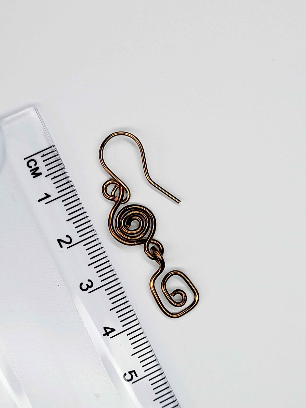 Handmade Small Bronze Spiral Drop Earrings, Dainty Round & Square Spiral Design