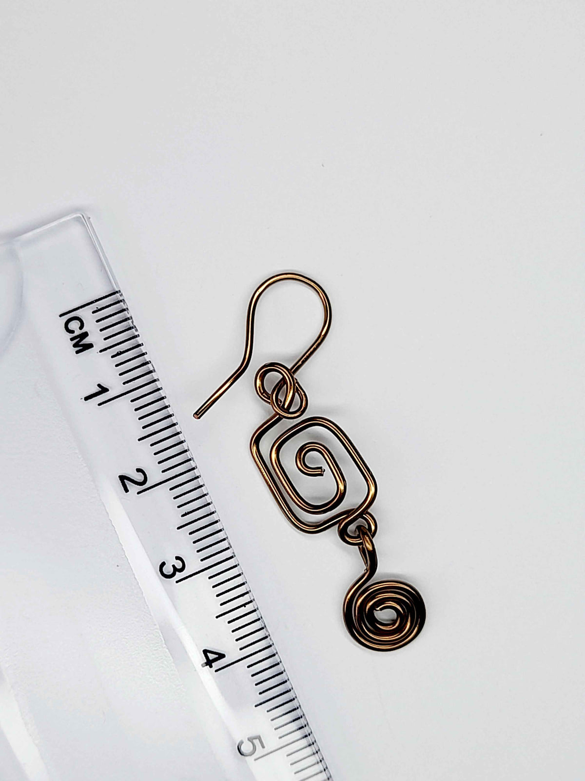 Small Handmade Bronze Spiral Earrings, Dainty Round & Square Design