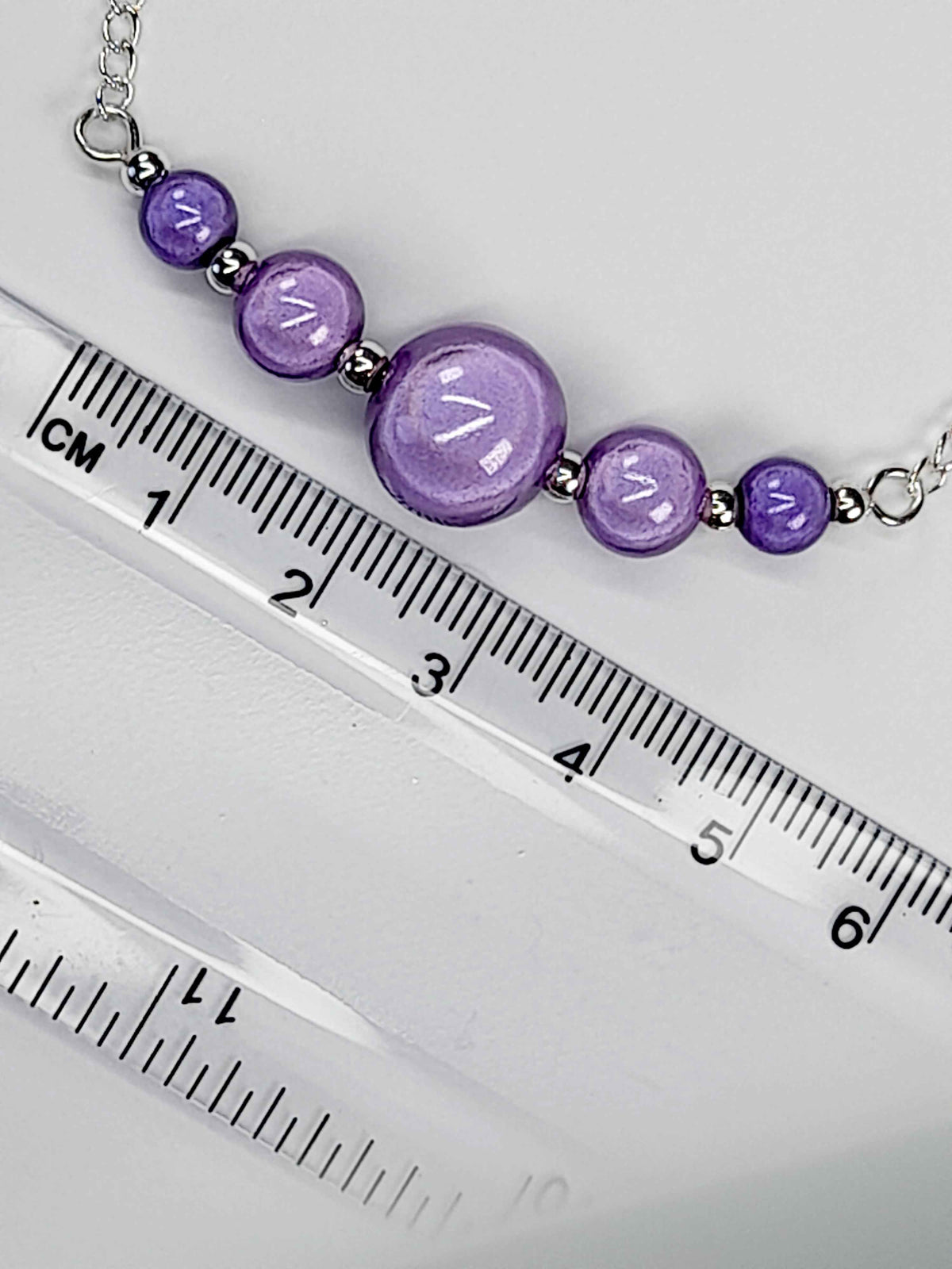 Handmade Lilac Bead Bracelet, Pale Purple Miracle Beads, Adjustable Size