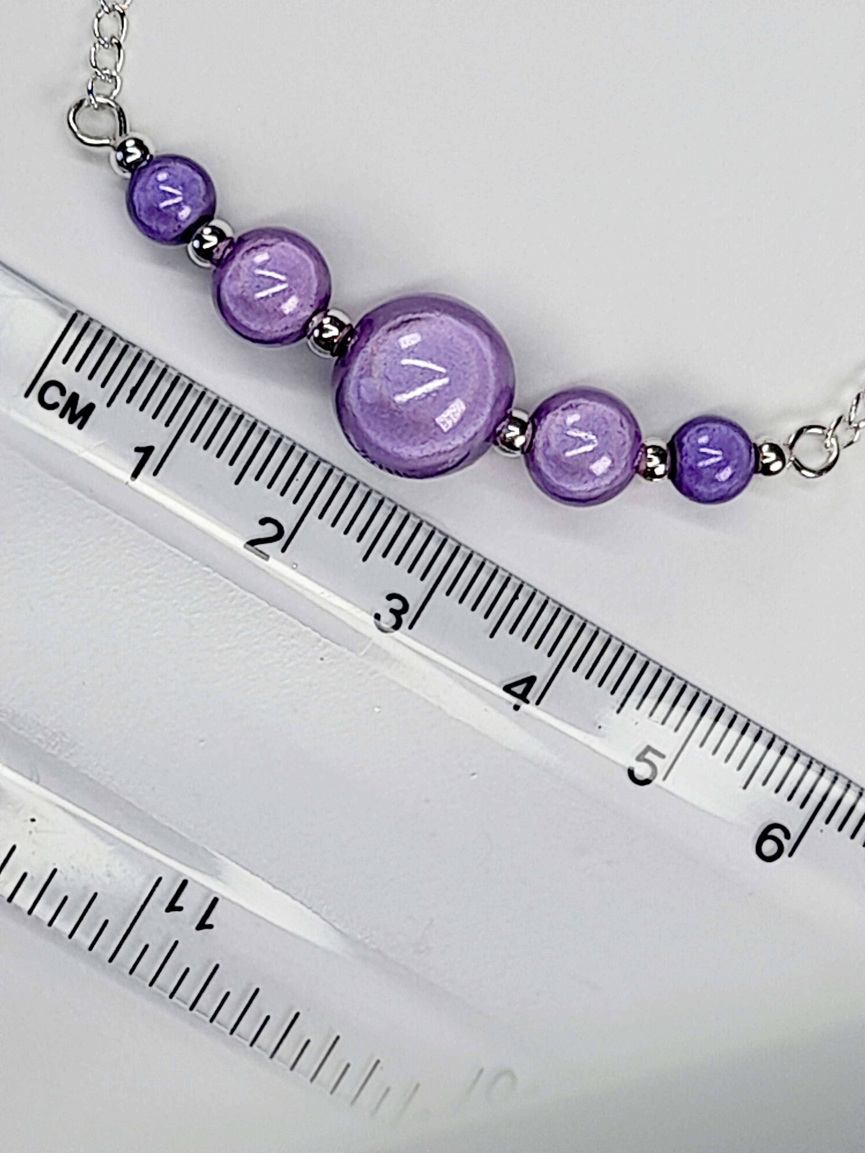 Handmade Lilac Bead Bracelet, Pale Purple Miracle Beads, Adjustable Size