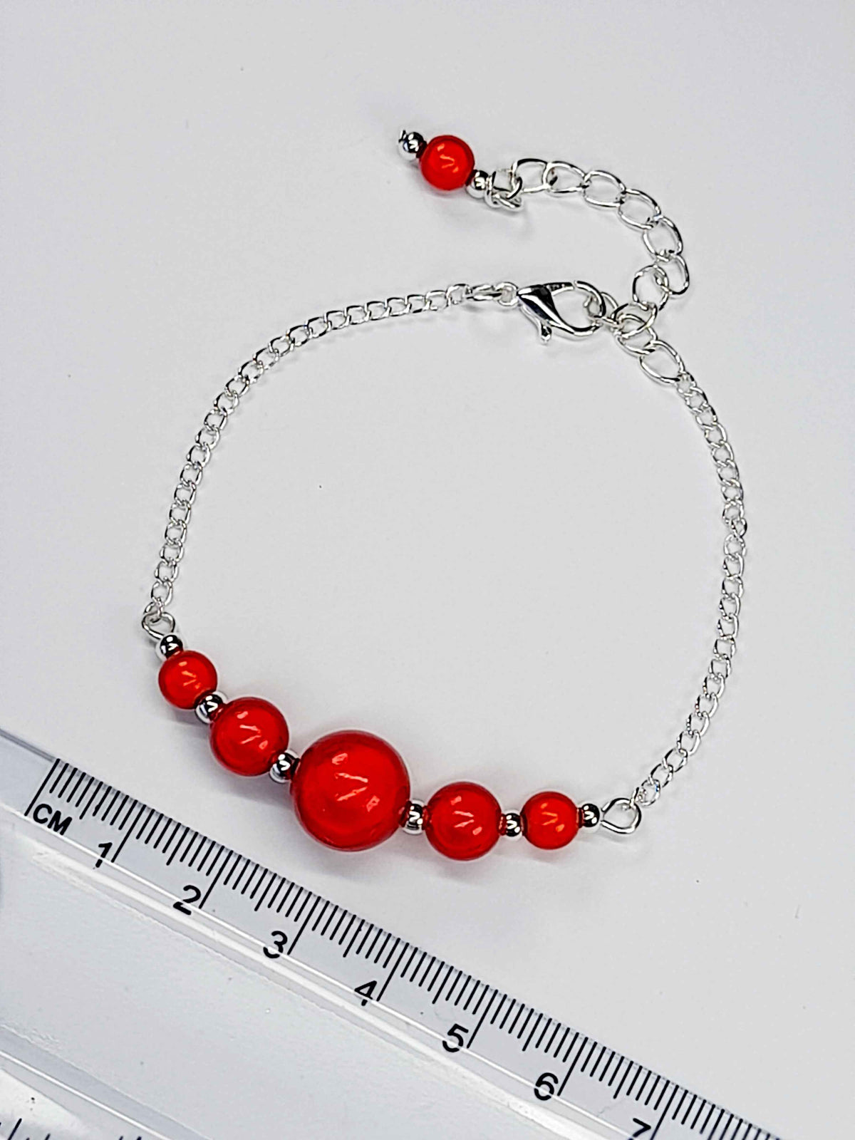 Handmade Red Bead Bracelet, Bright Red Miracle Beads, Adjustable Size