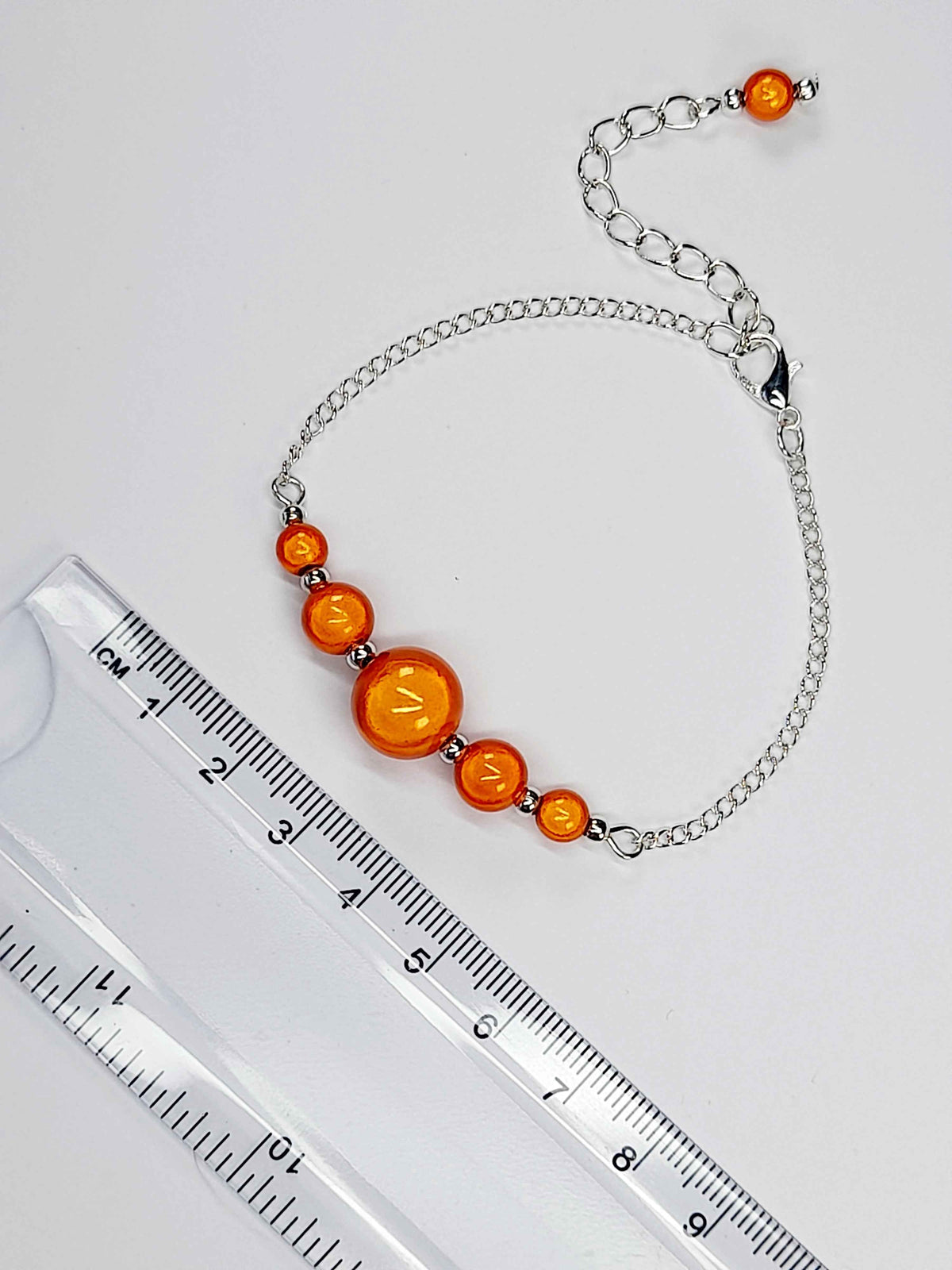 Handmade Orange Bead Bracelet, Bright Orange Miracle Beads, Adjustable Size
