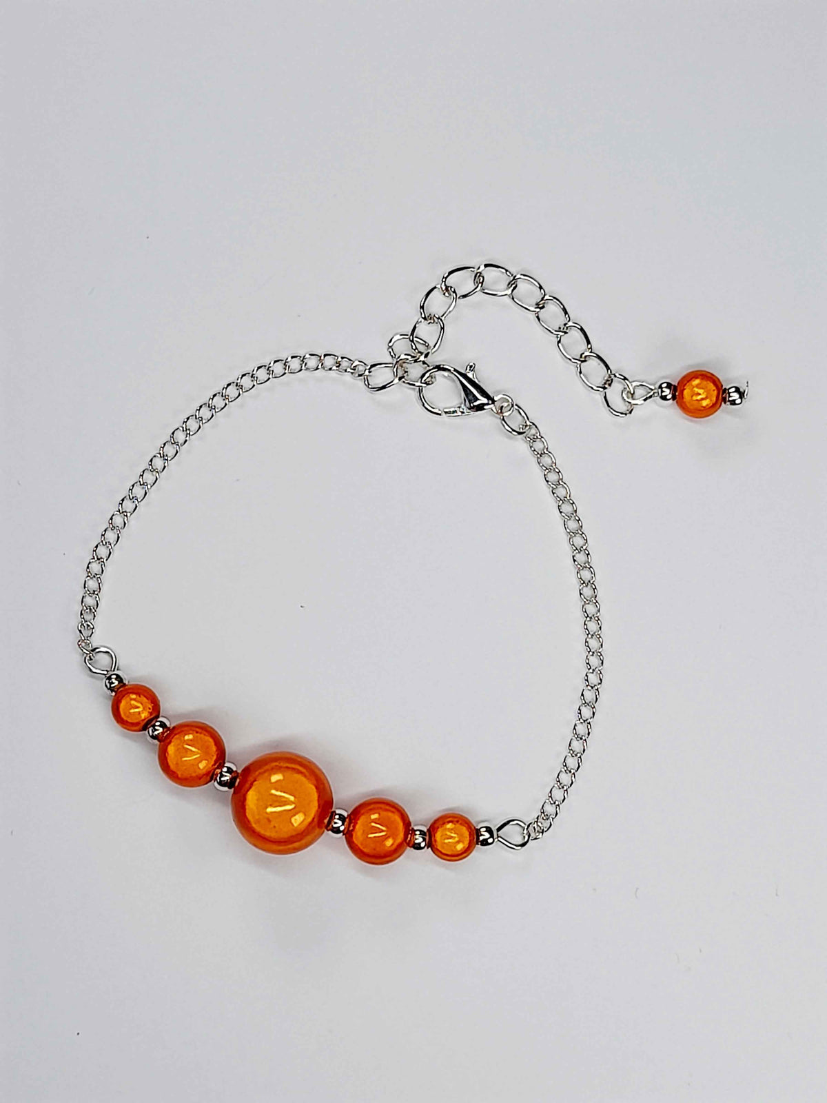 Handmade Orange Bead Bracelet, Bright Orange Miracle Beads, Adjustable Size