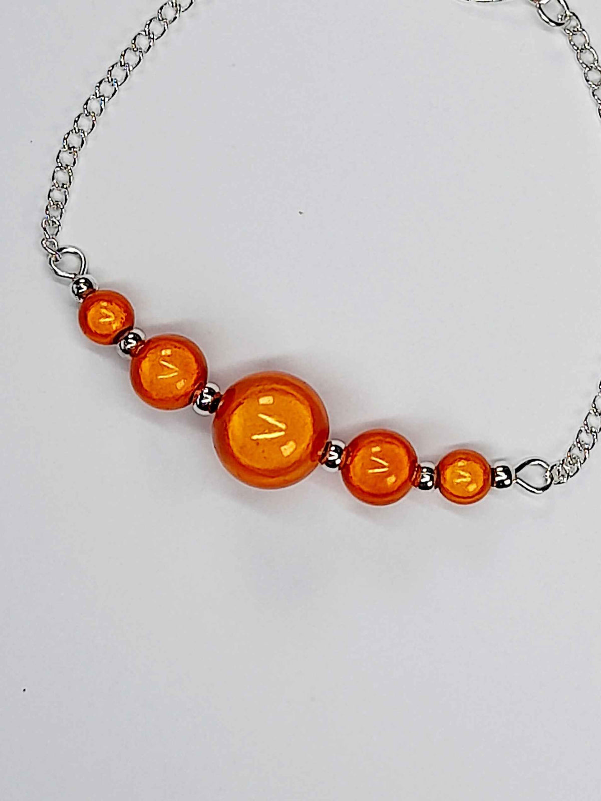 Handmade Orange Bead Bracelet, Bright Orange Miracle Beads, Adjustable Size