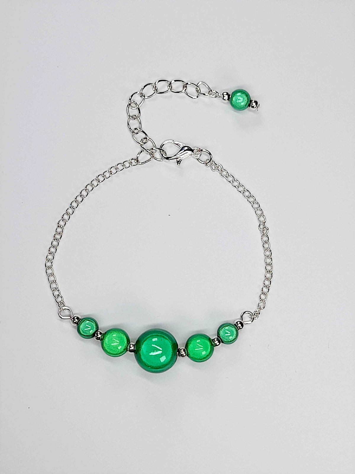 Handmade Green Bead Bracelet, Bright Green Miracle Beads, Adjustable Size