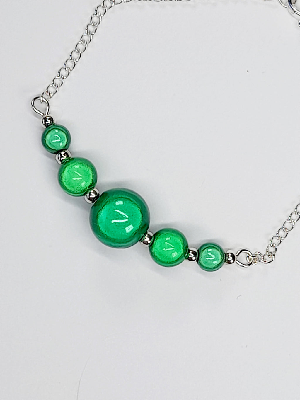 Handmade Green Bead Bracelet, Bright Green Miracle Beads, Adjustable Size