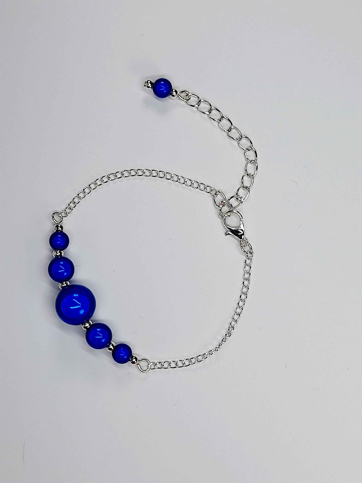 Handmade Blue Bead Bracelet, Bright Blue Miracle Beads, Adjustable Size