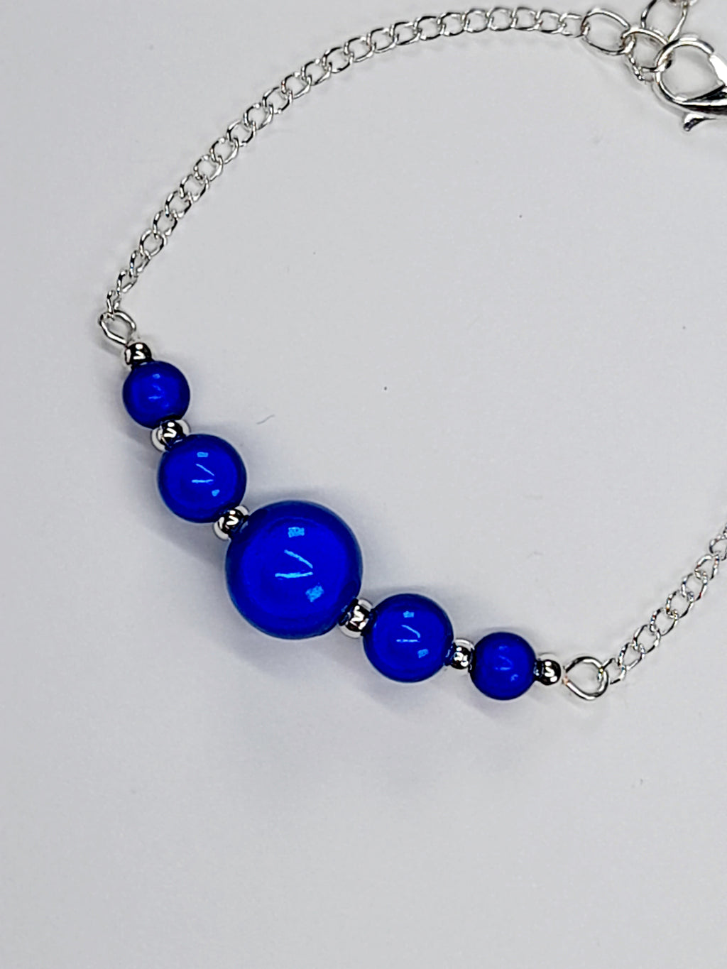 Handmade Blue Bead Bracelet, Bright Blue Miracle Beads, Adjustable Size