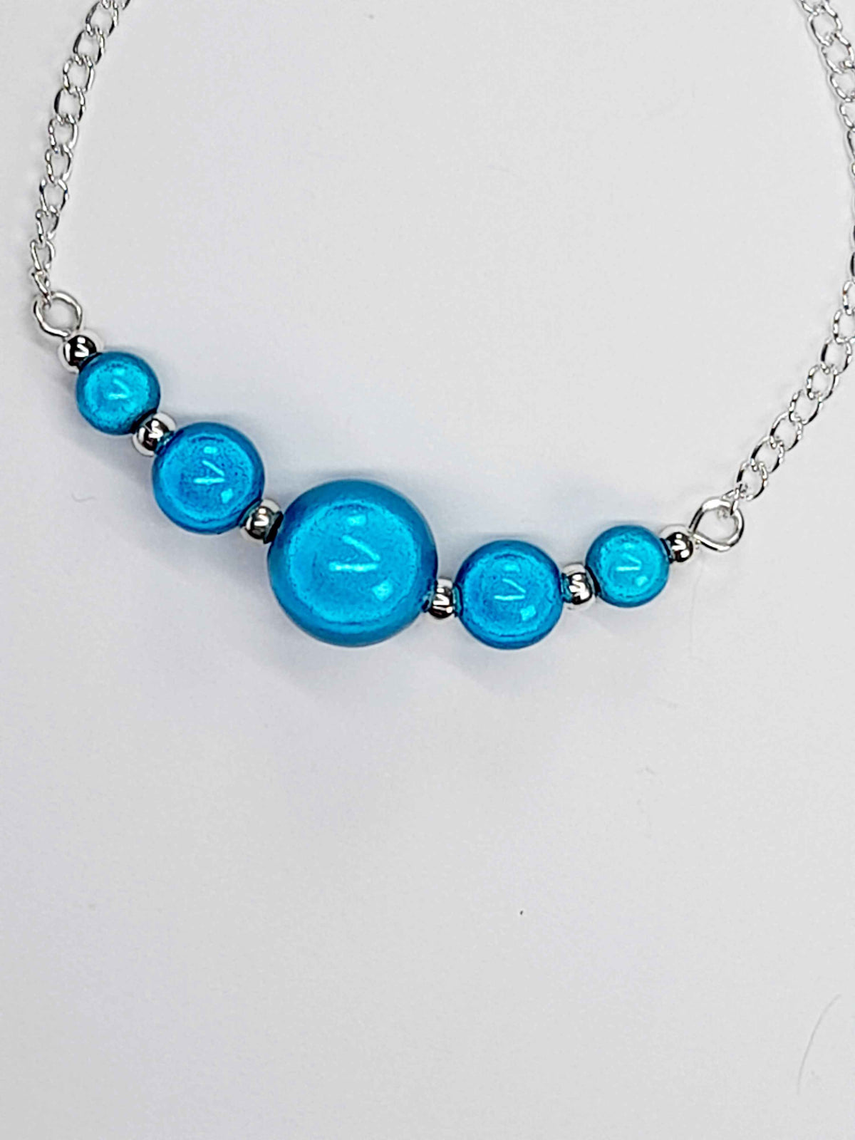 Handmade Turquoise Bead Bracelet, Turquoise Blue Miracle Beads, Adjustable Size