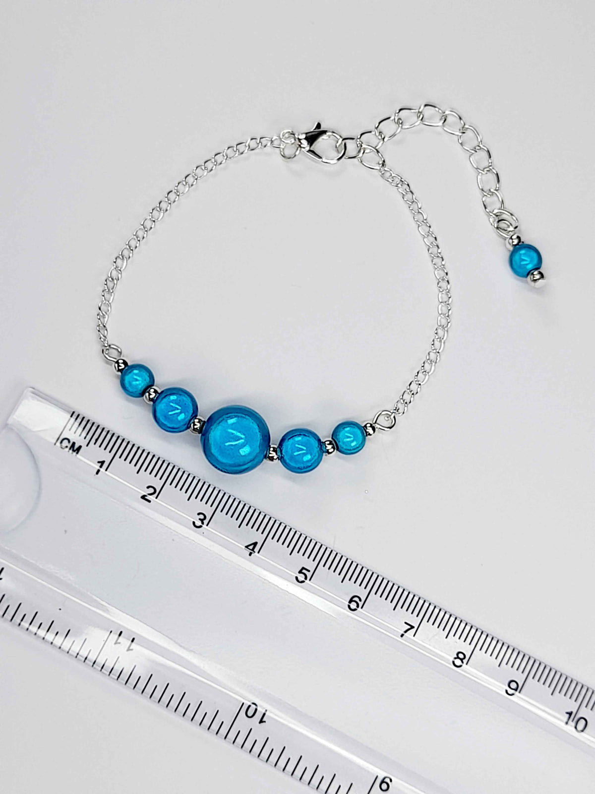 Handmade Turquoise Bead Bracelet, Turquoise Blue Miracle Beads, Adjustable Size