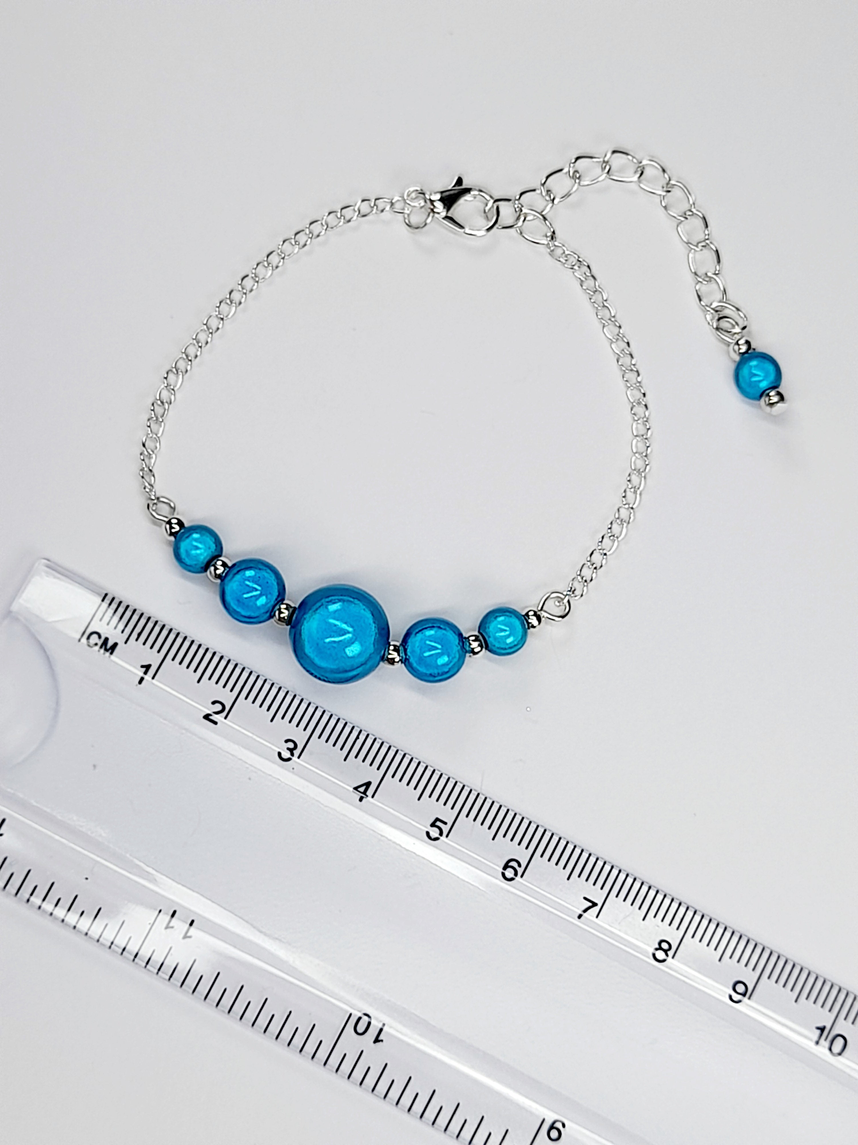 Handmade Turquoise Bead Bracelet, Turquoise Blue Miracle Beads, Adjustable Size