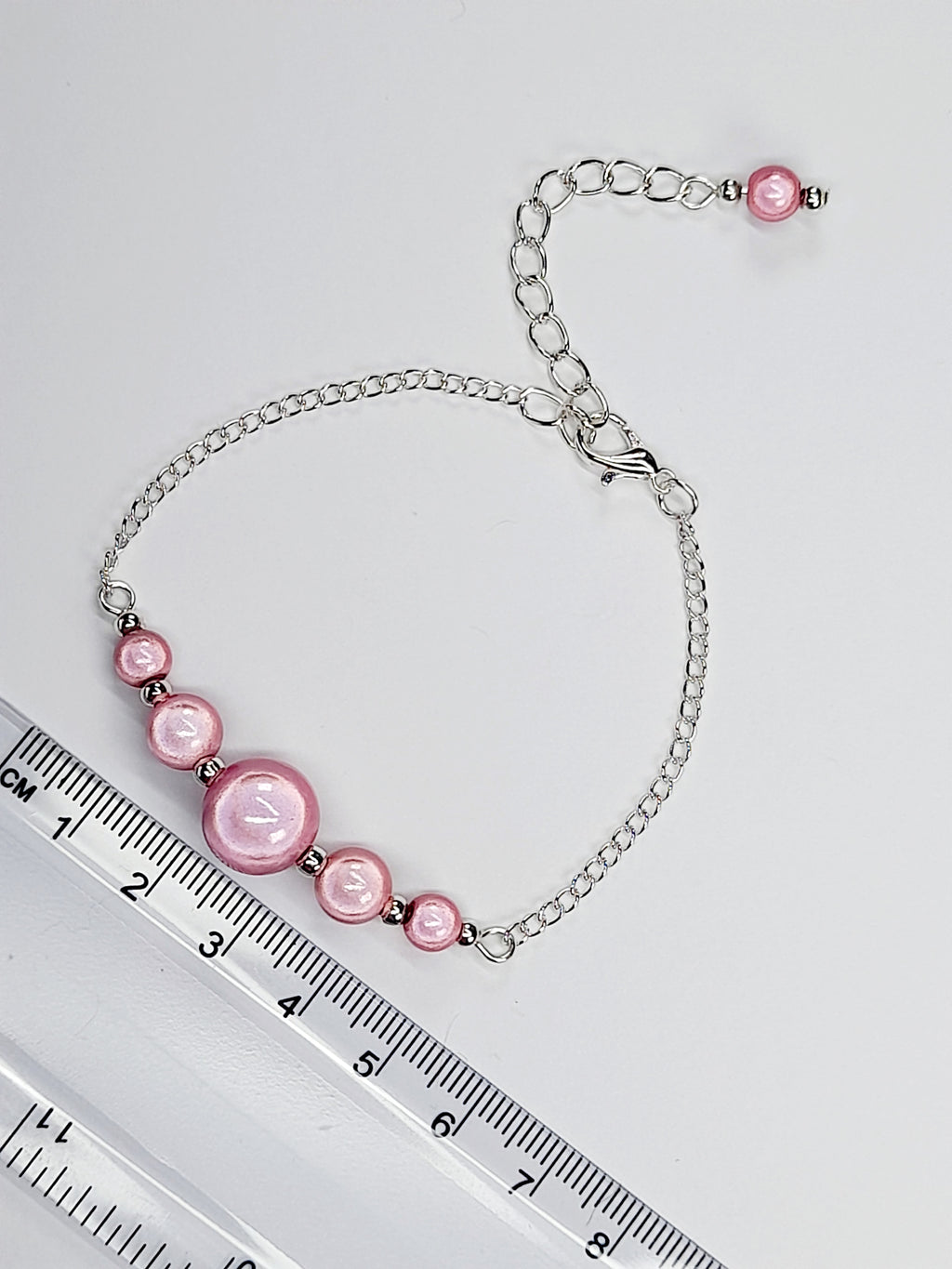 Handmade Pale Pink Bead Bracelet, Pastel Pink Miracle Beads, Adjustable Size